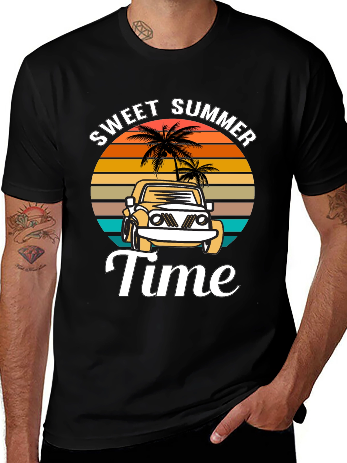 Black Sweet Summer Time Black Graphic T-Shirt main image