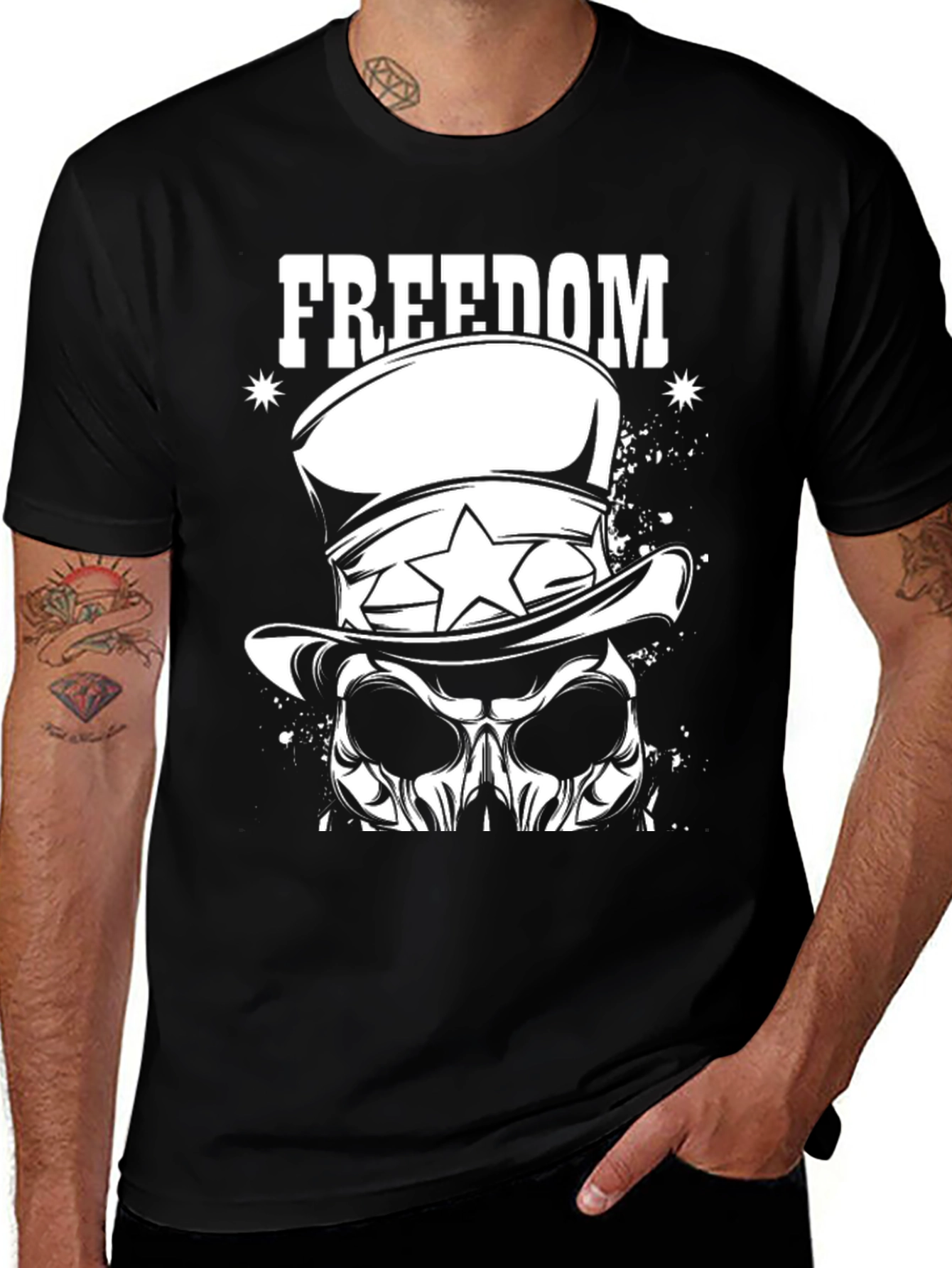 Freedom Skull Graphic Tee - Patriotic Design