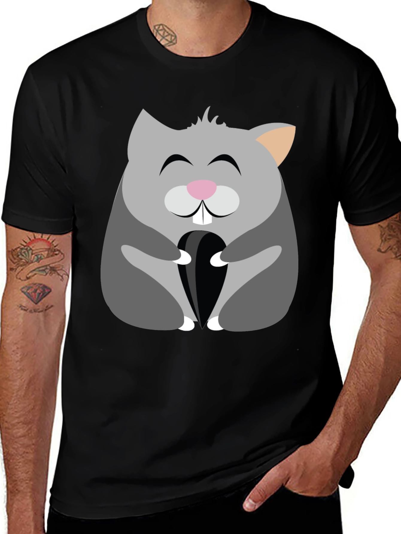 Variant 21 of Cute Hamster Graphic Tee - Unisex Black T-Shirt