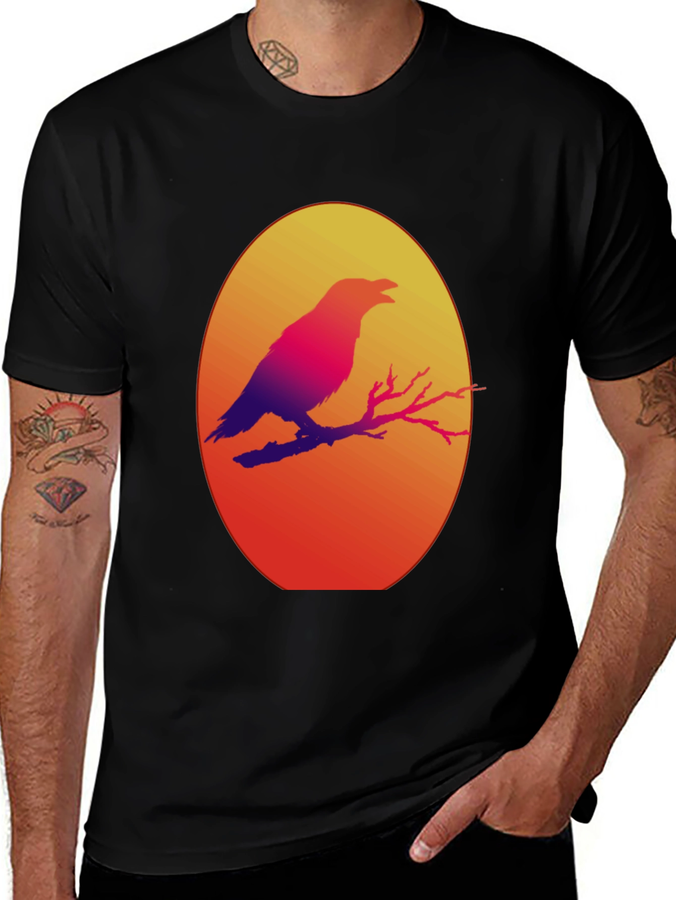 Variant 29 of Raven Sunset Graphic Tee - Unique Bird Lover's Shirt