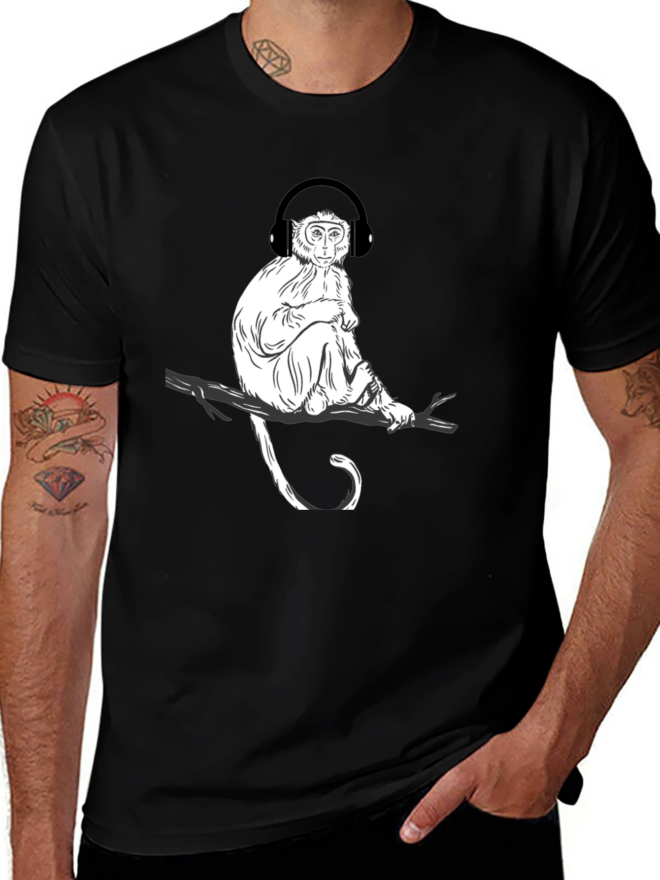 Variant 3 of Monkey Music Graphic T-Shirt - Cool Casual Tee