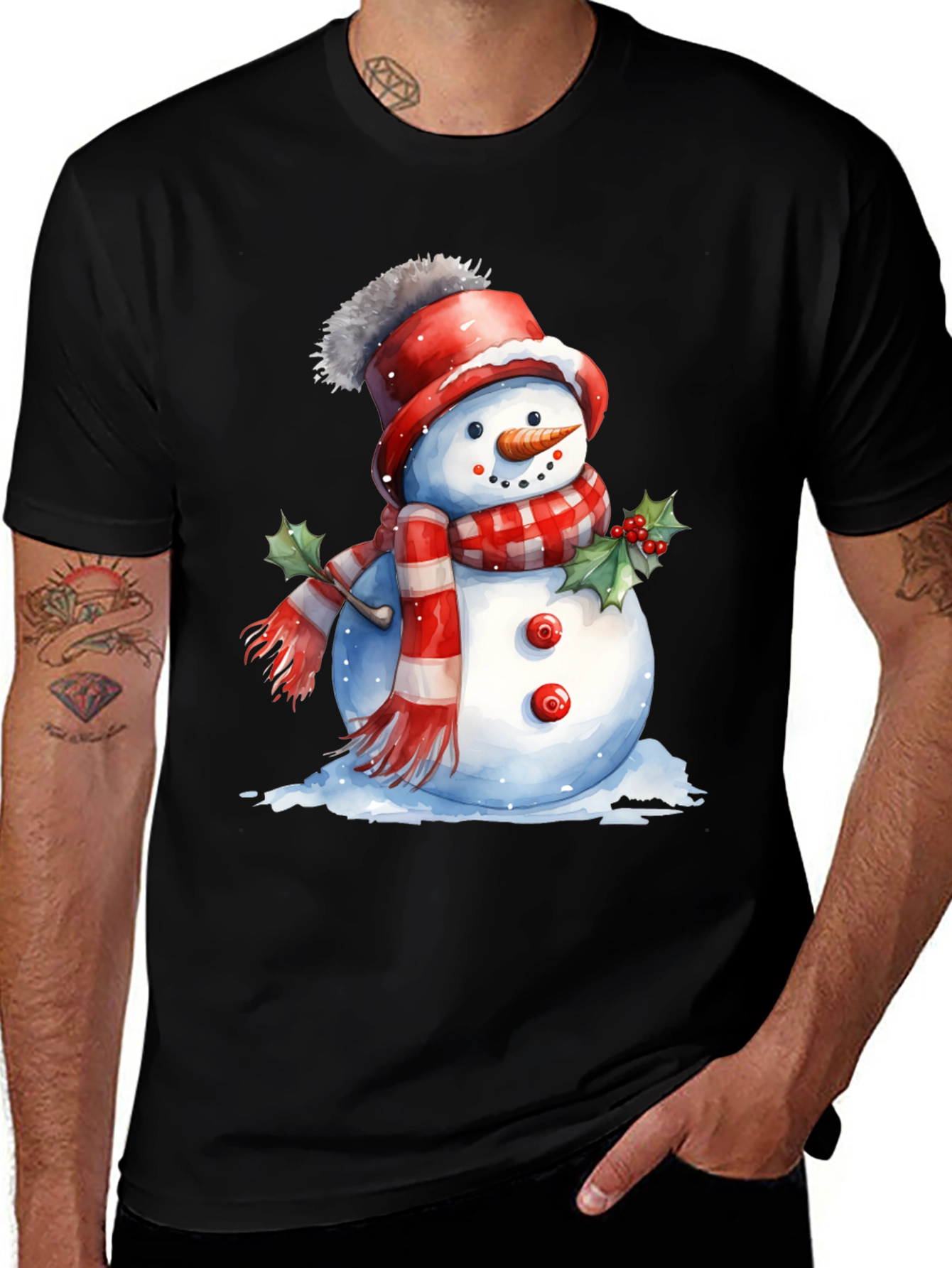 Variant 11 of Festive Snowman Graphic Tee - Holiday Cheer