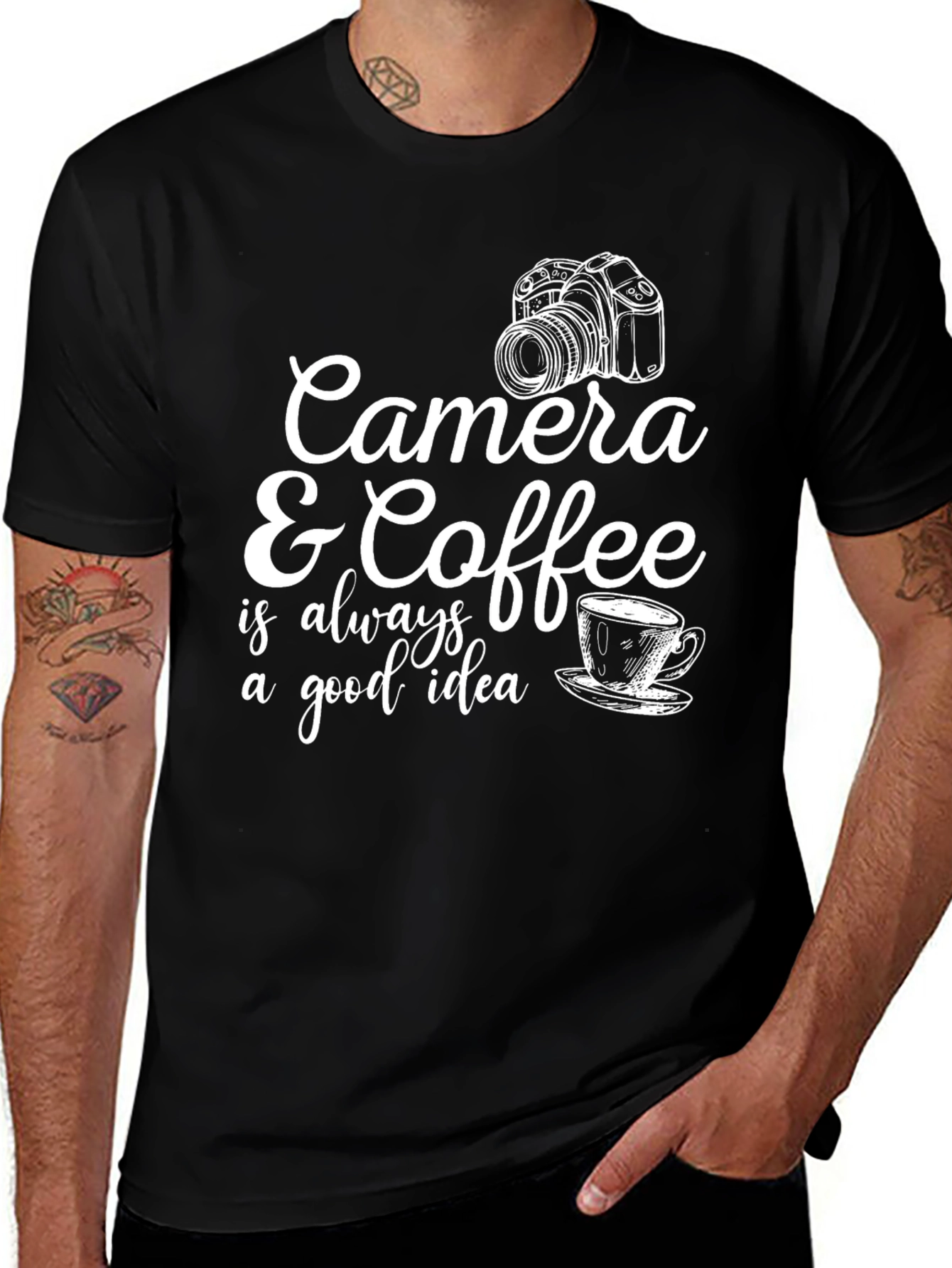 Variant 14 of Camera & Coffee Graphic Tee - Photographer's Delight