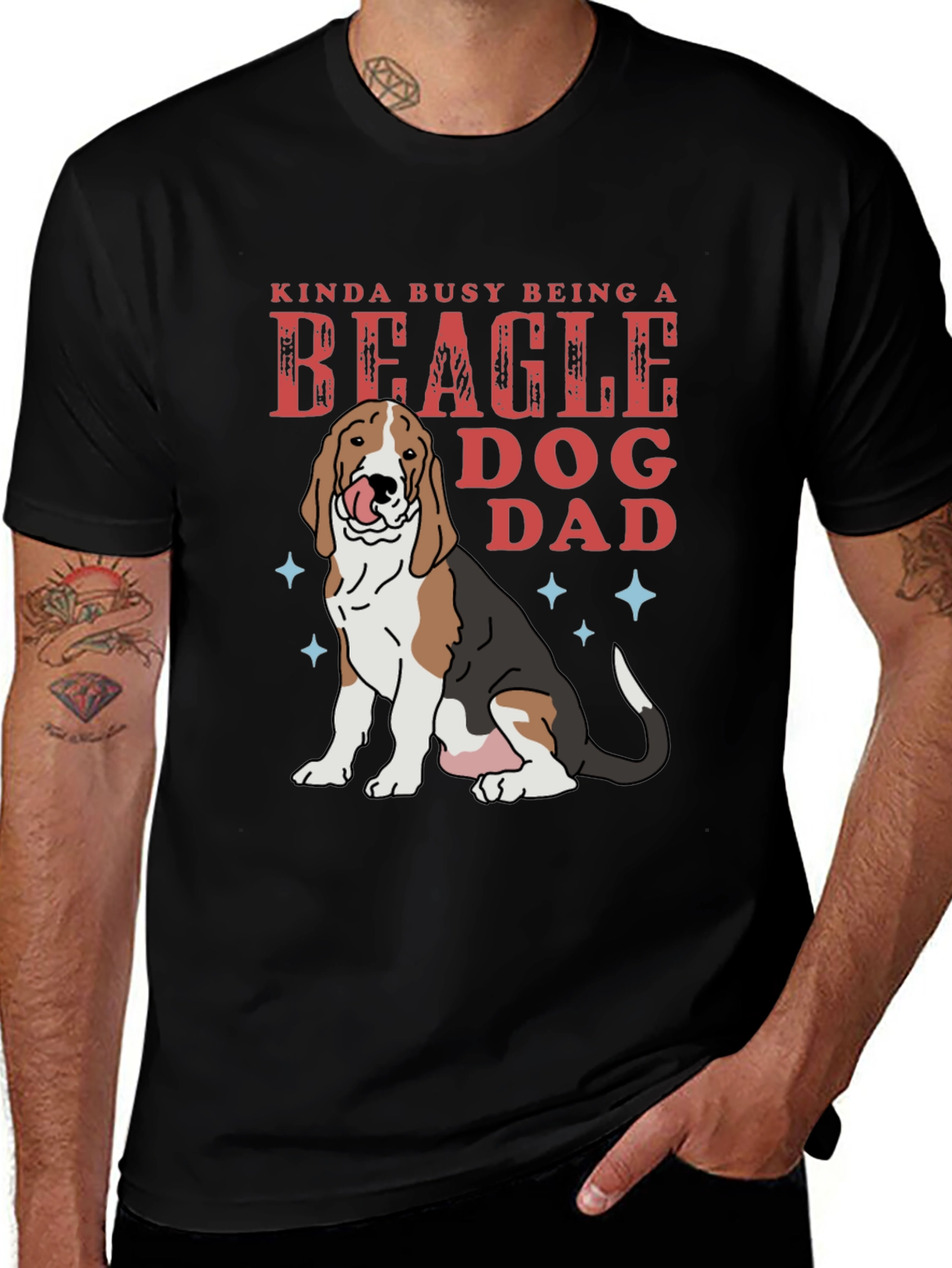 Black Beagle Dog Dad T-Shirt - Funny Pet Lover Tee main image