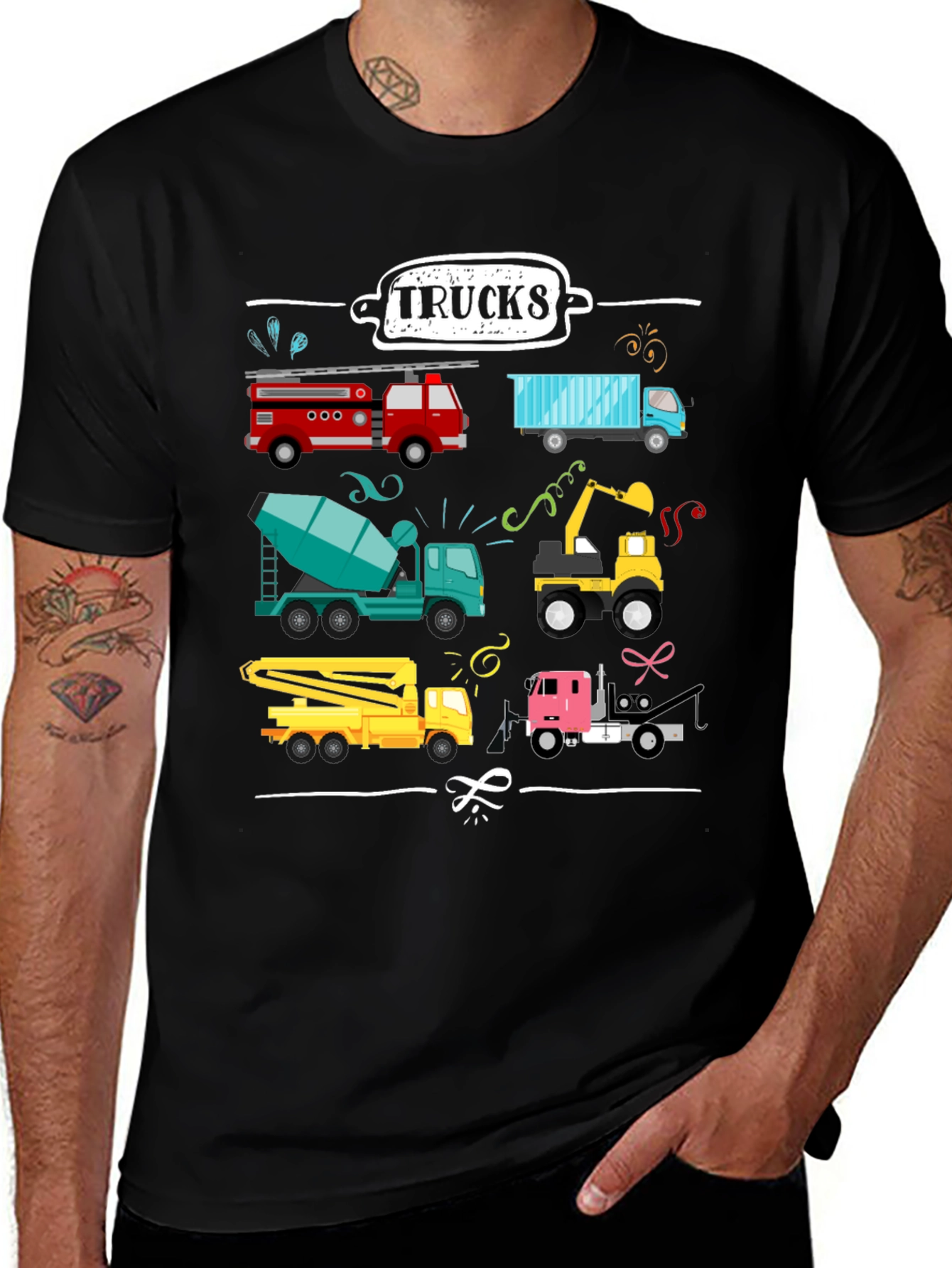 Variant 18 of Trucks Graphic Tee - Construction Vehicles