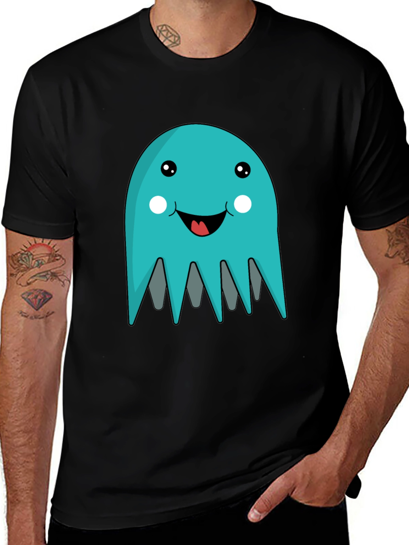 Variant 5 of Cute Cartoon Ghost Black T-Shirt