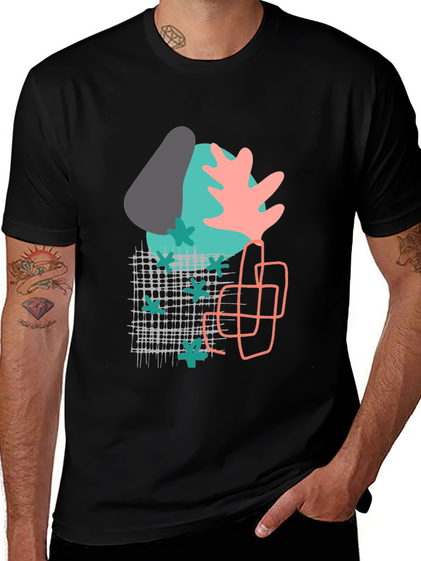 Variant 23 of Abstract Graphic Print Black T-Shirt