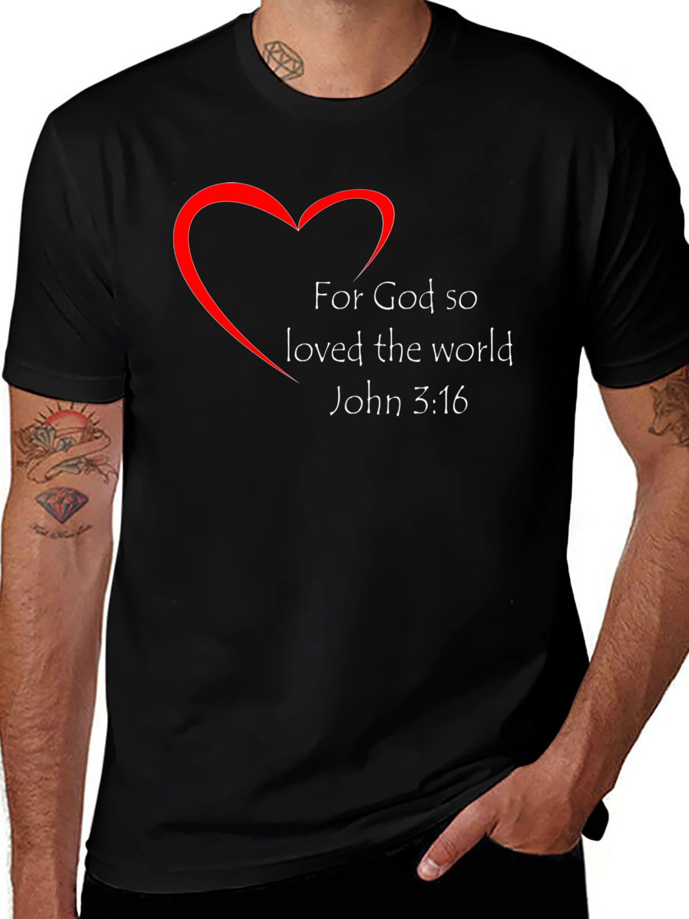 Faith Inspired Tee - For God So Loved the World John 3:16