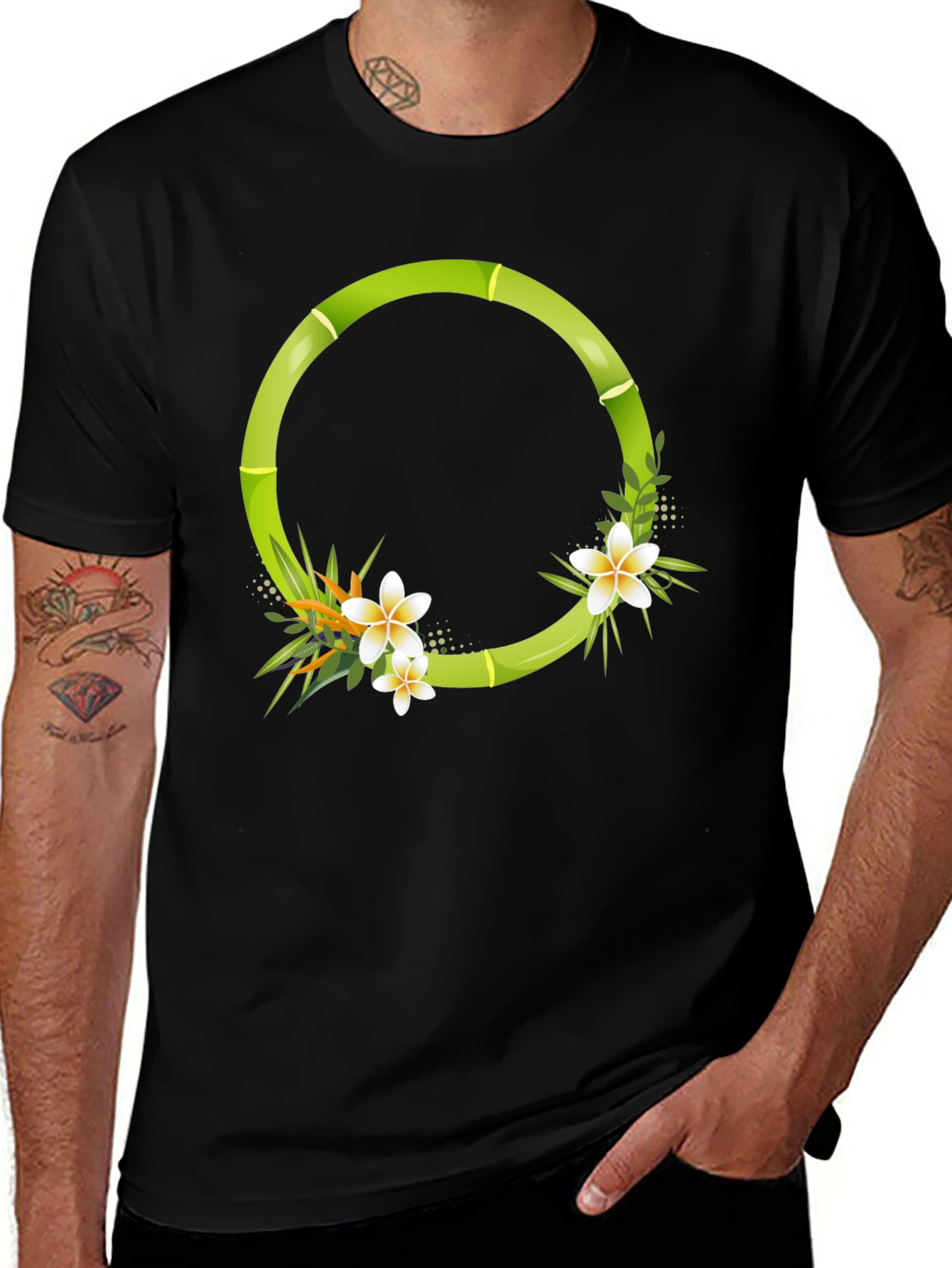 Variant 16 of Bamboo Floral Circle Graphic T-Shirt