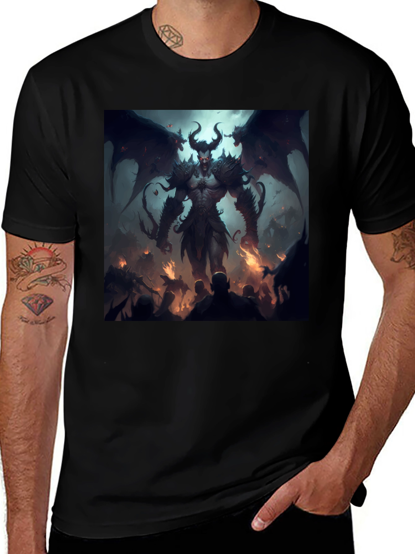 Variant 17 of Infernal Demon Graphic Tee - Black T-Shirt