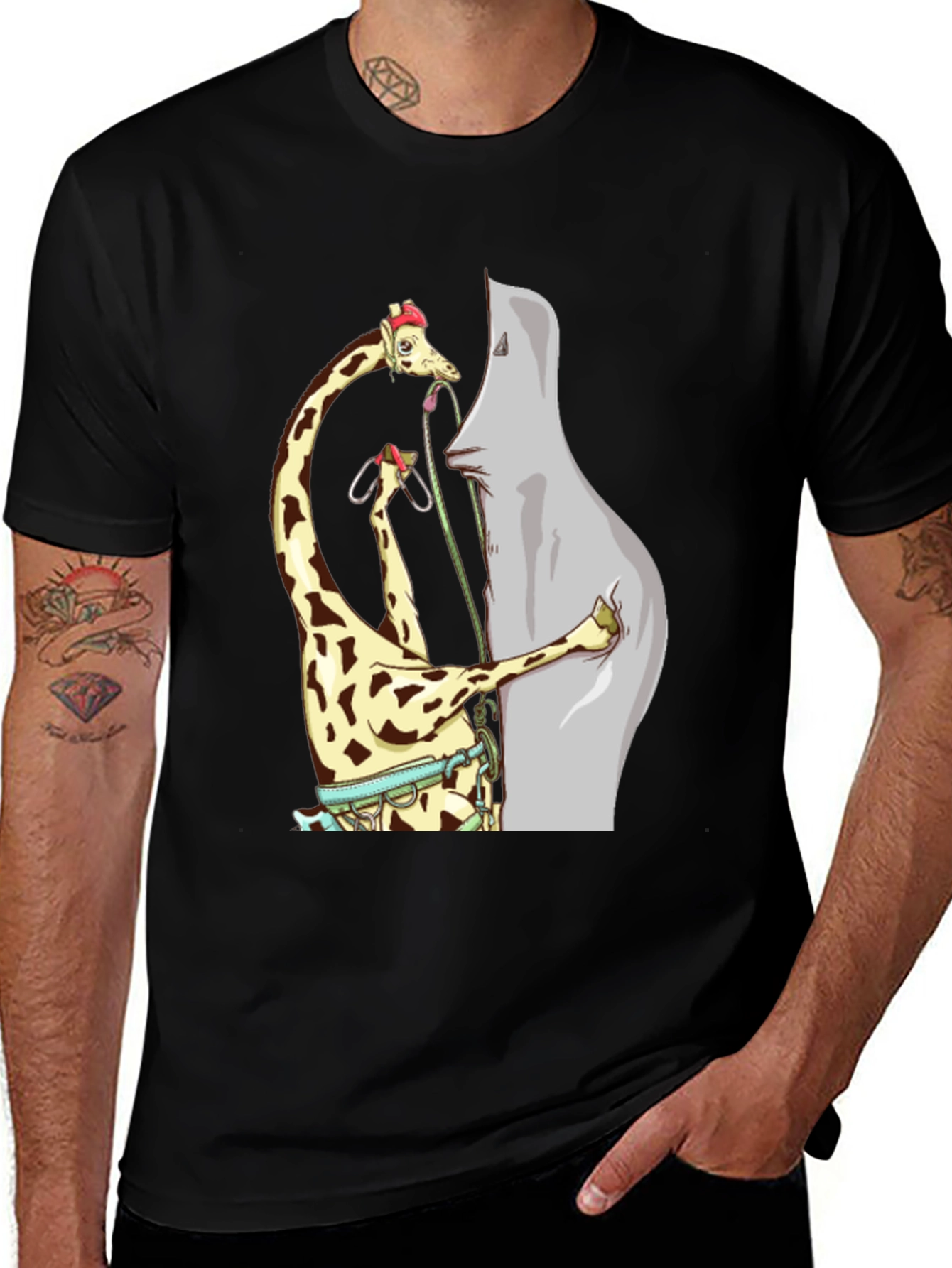 Variant 13 of Giraffe Climbing Funny T-Shirt