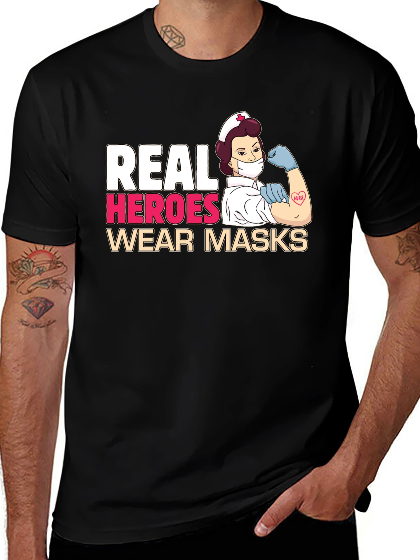 Variant 19 of Real Heroes Wear Masks T-Shirt