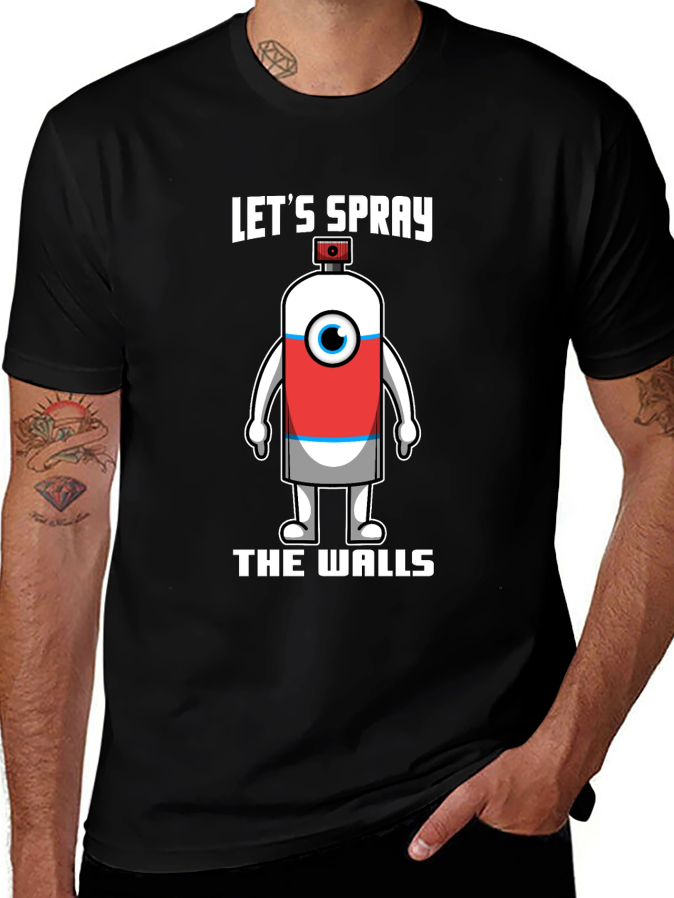 Let's Spray The Walls T-Shirt - Unique Cartoon Spray Can Design