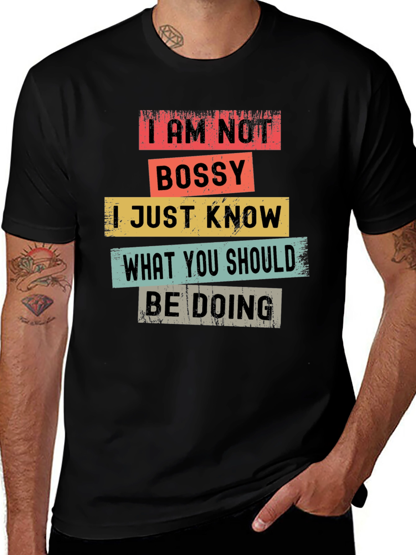 Variant 12 of I AM NOT BOSSY Men's Black T-Shirt