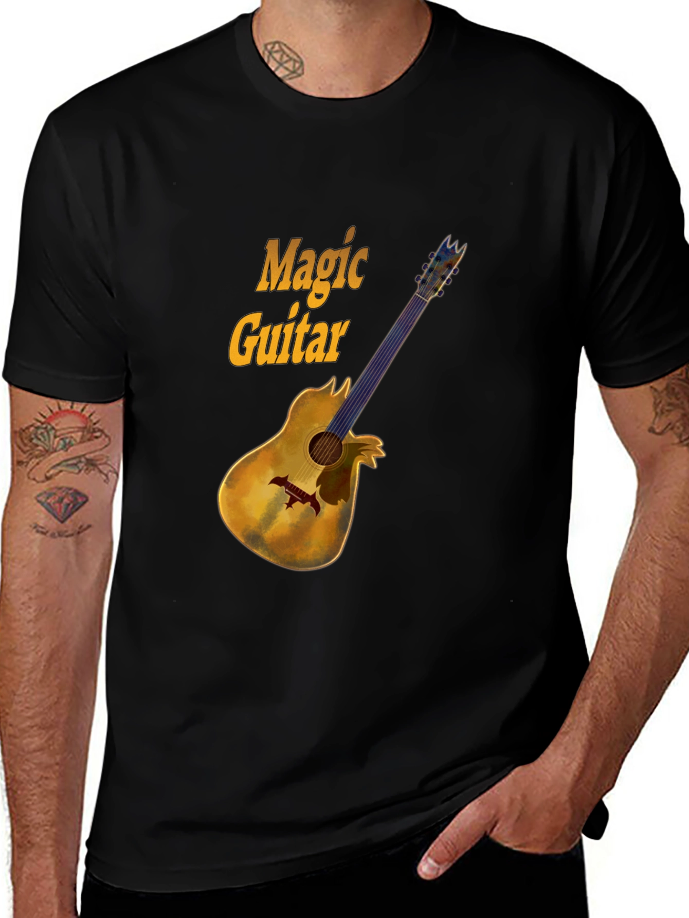 Variant 20 of Magic Guitar Graphic Black T-Shirt