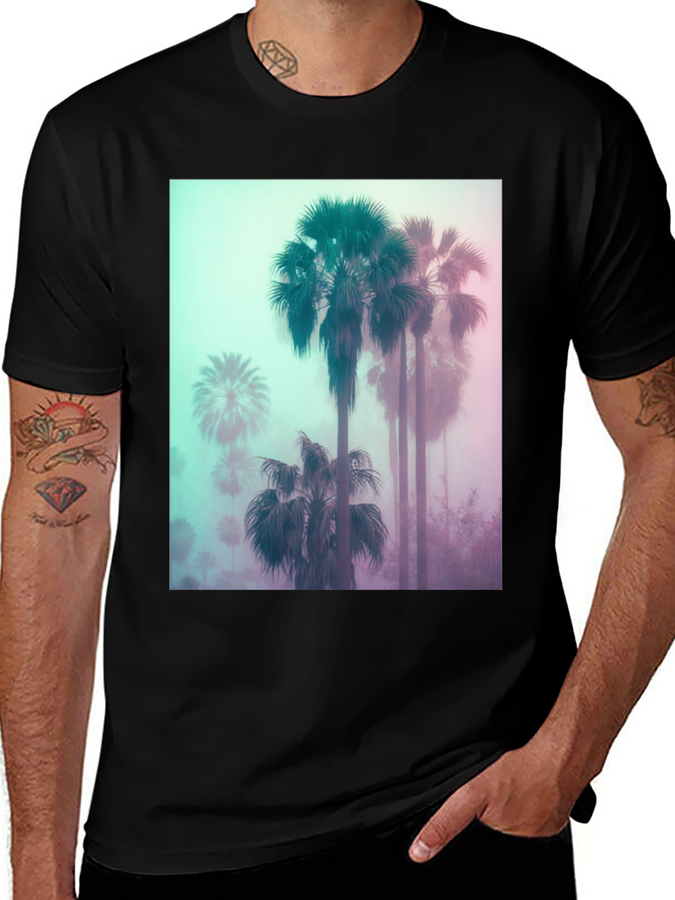 Variant 16 of Palm Tree Graphic Tee - Retro Style