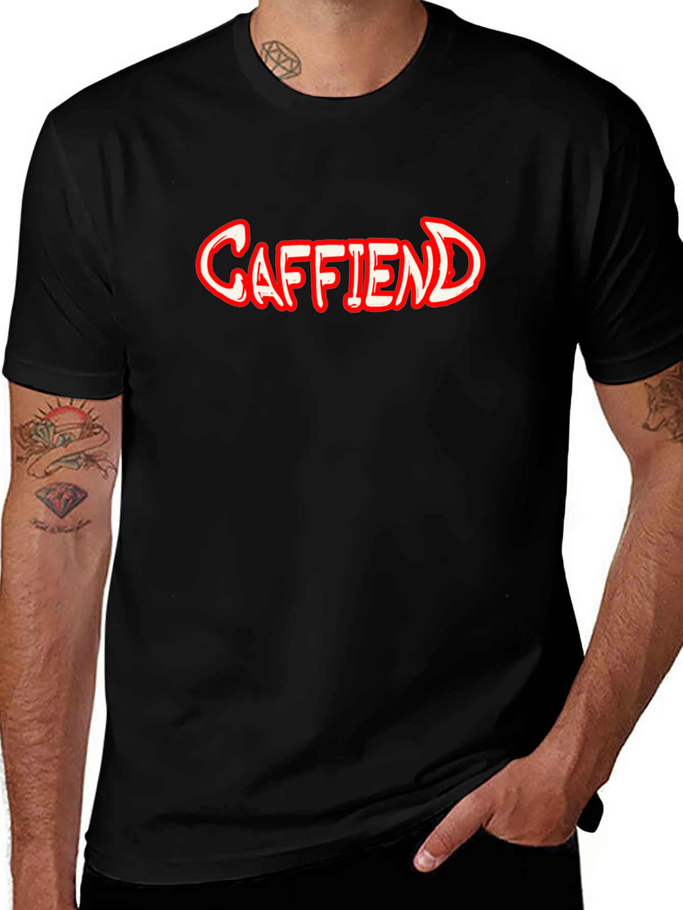 Variant 18 of Caffiend Black T-Shirt - Coffee Lover Tee