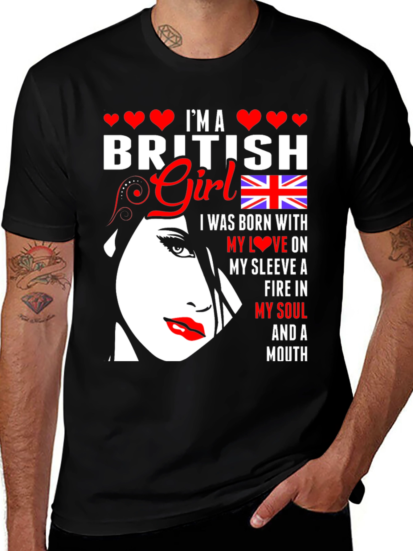 British Girl Graphic Tee - UK Flag
