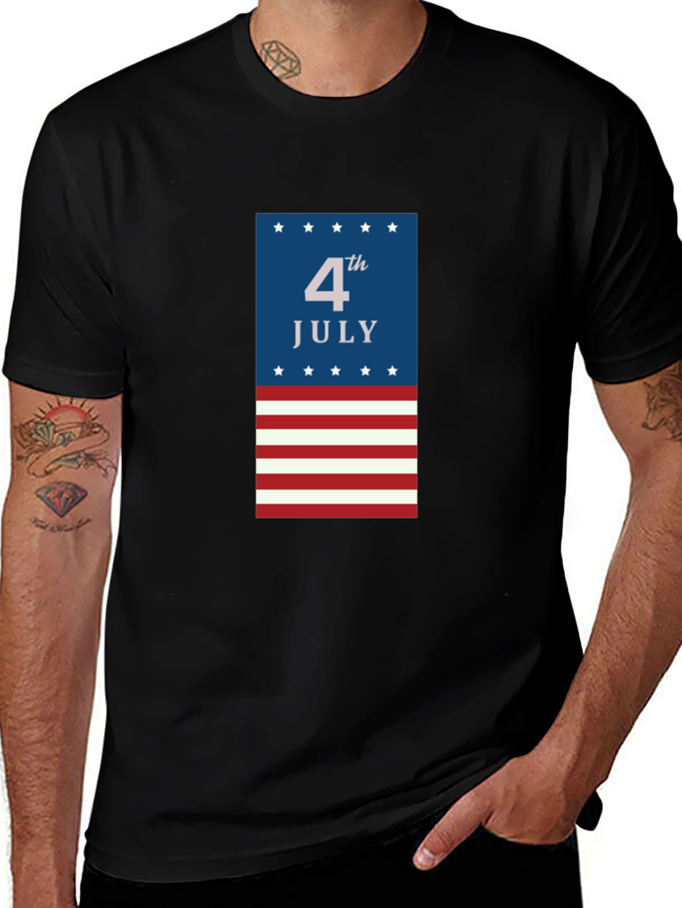 Variant 16 of 4th of July Patriotic T-Shirt - Men's Black Tee