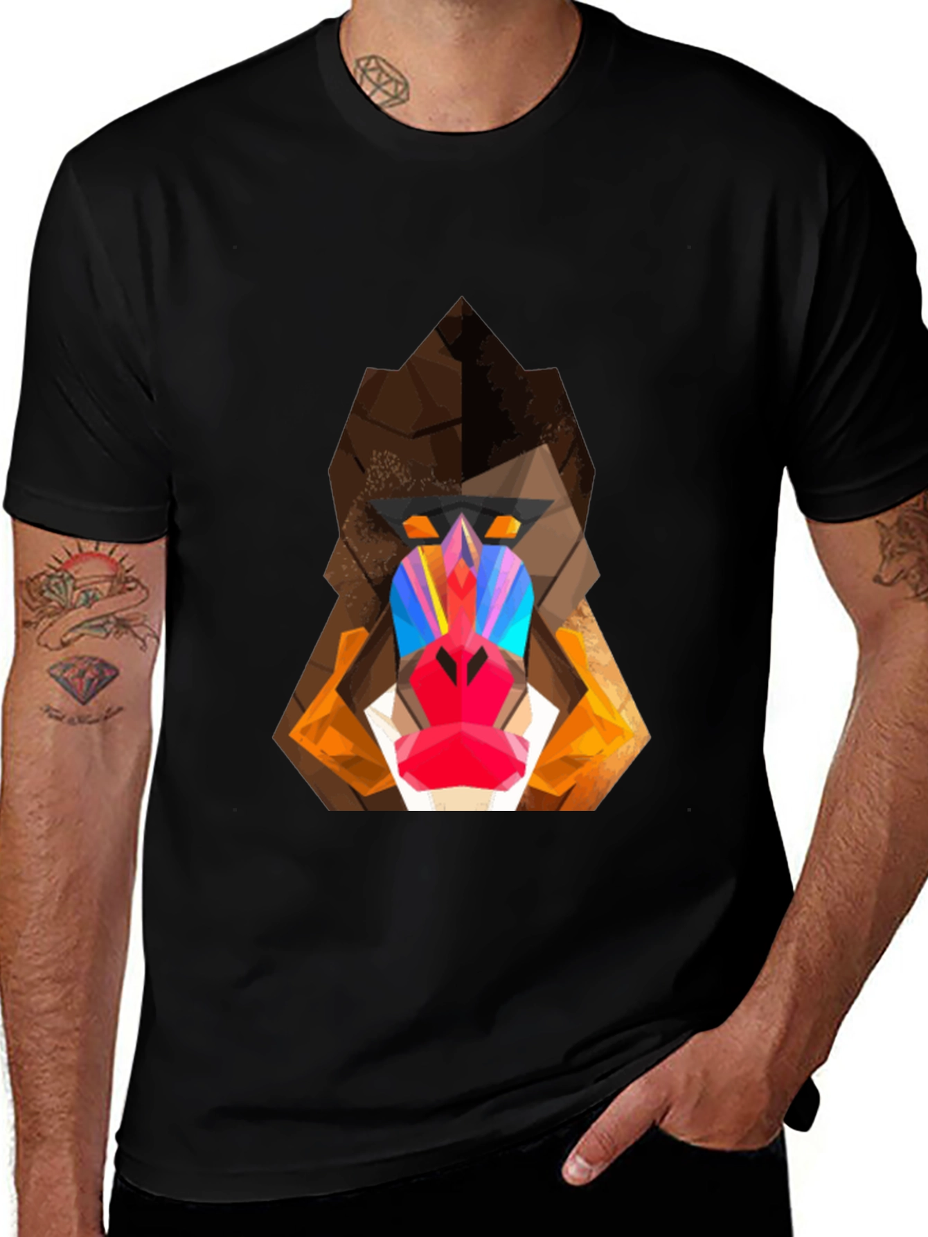 Variant 6 of Geometric Mandrill Graphic Tee - Bold & Unique