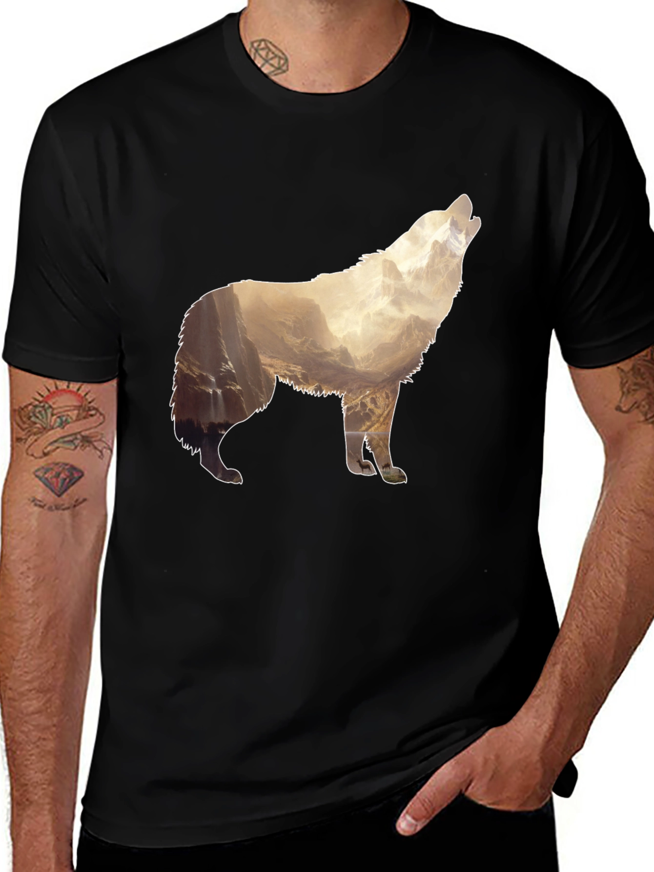 Variant 7 of Wolf Mountain Graphic Print T-Shirt