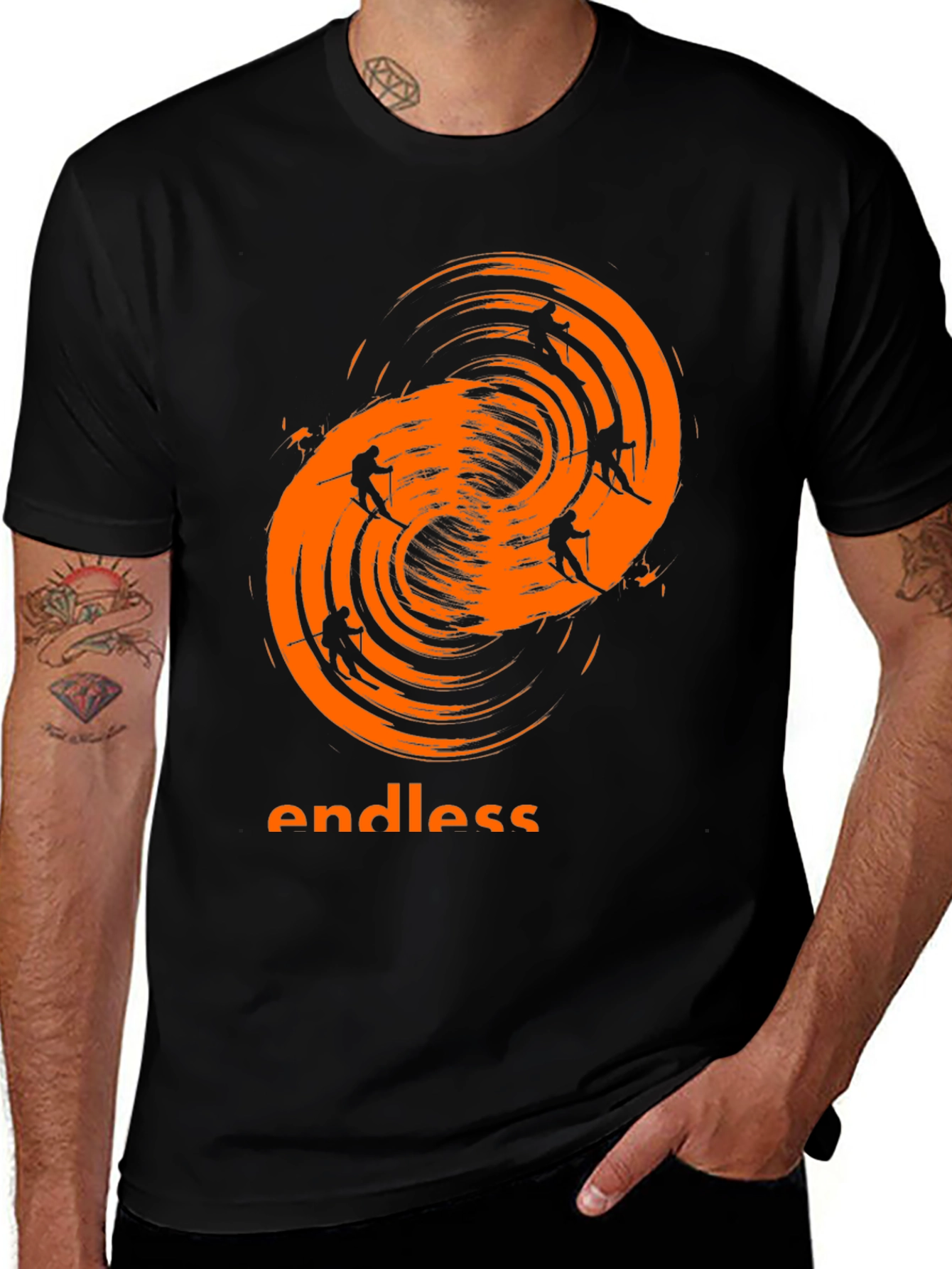 Variant 21 of Endless Skiing Graphic Tee - Men's Black T-Shirt