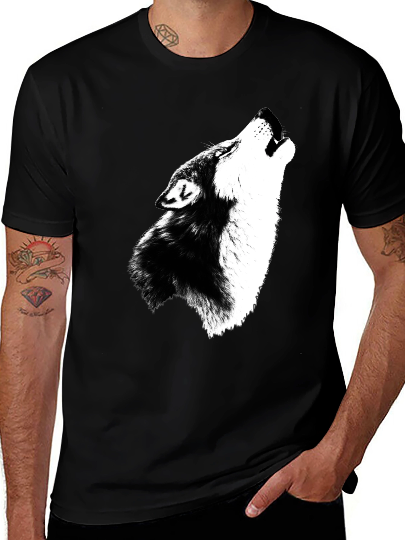 Variant 26 of Black Wolf Howl Graphic T-Shirt
