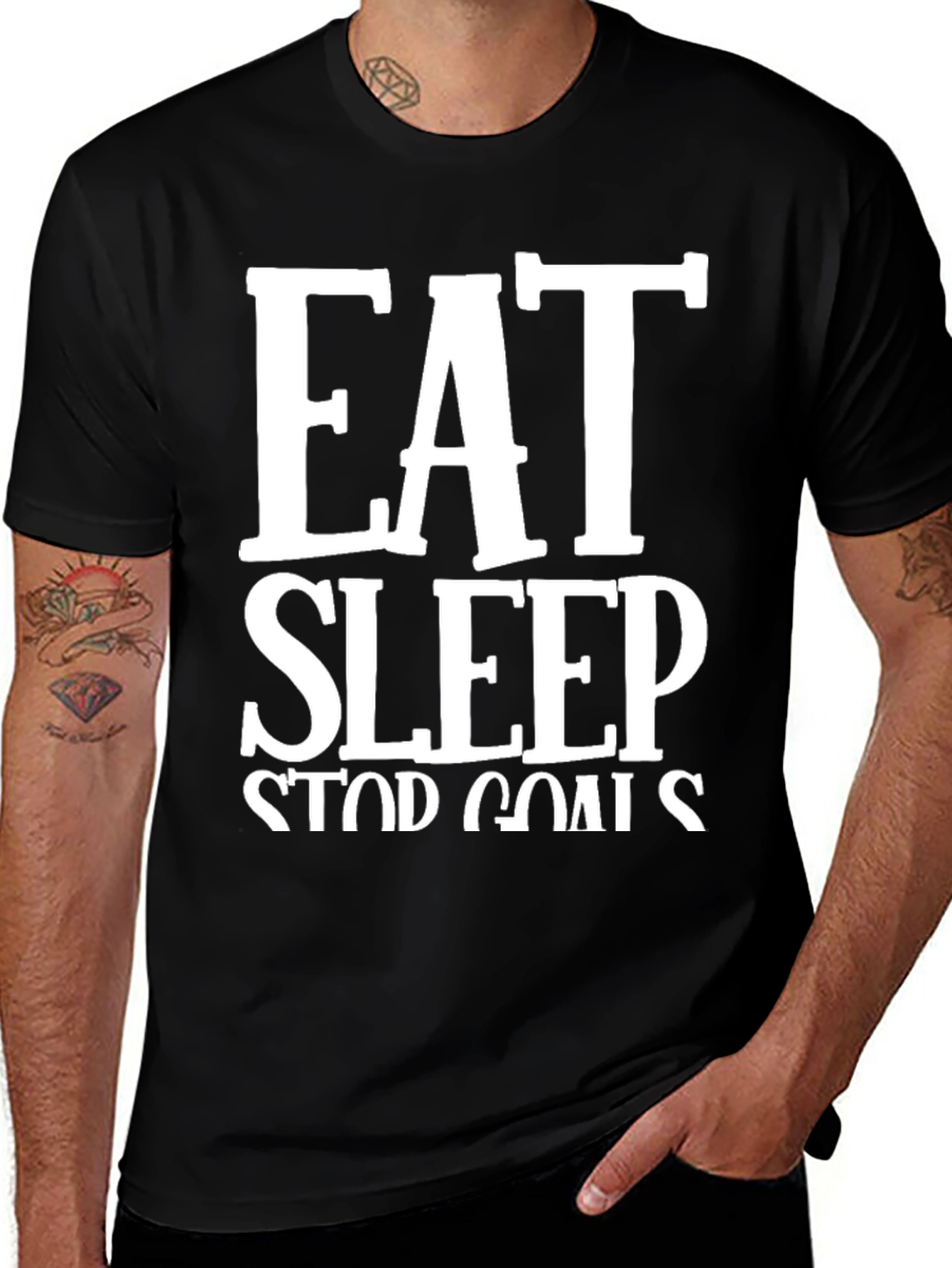 Variant 29 of Eat Sleep Stop Goals Black Graphic Tee