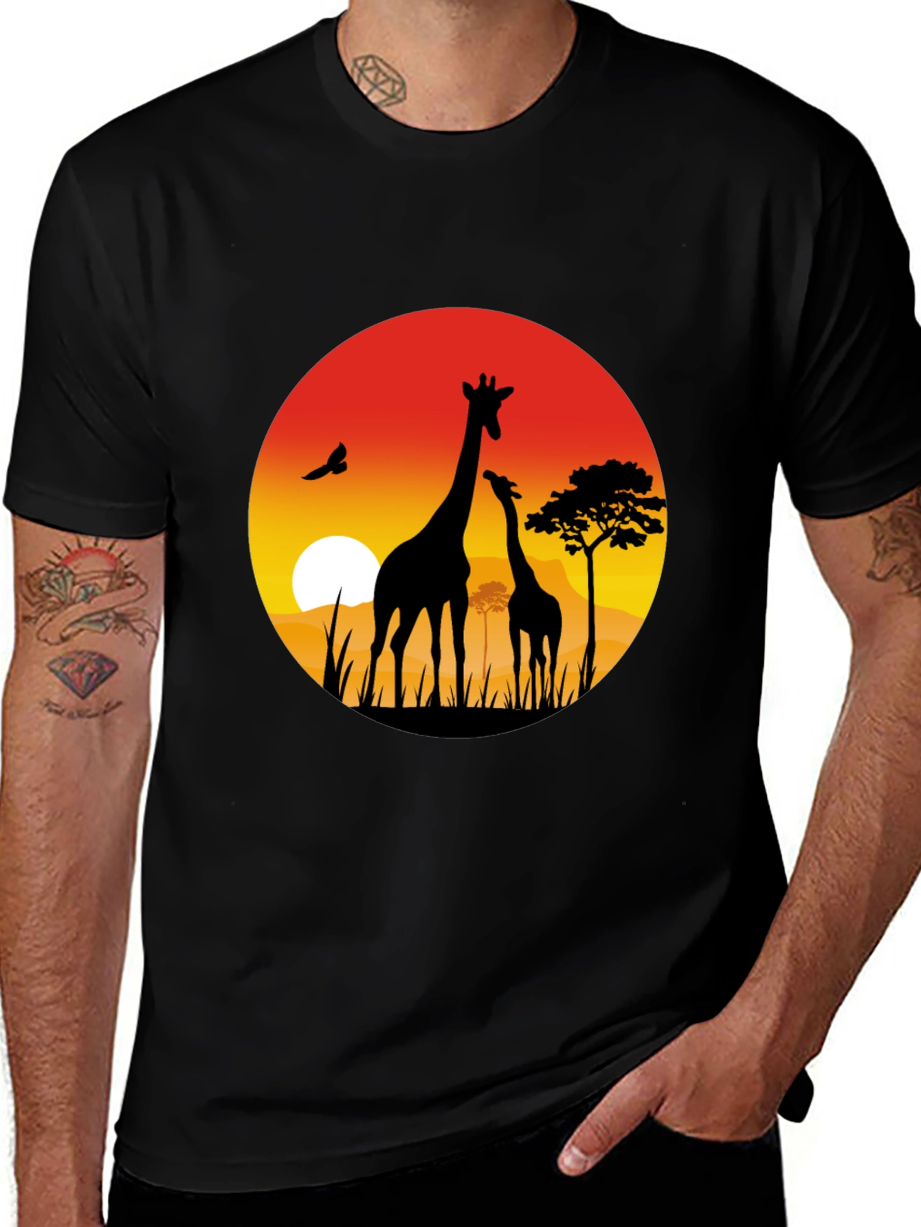 Variant 6 of African Sunset Giraffe Graphic T-Shirt