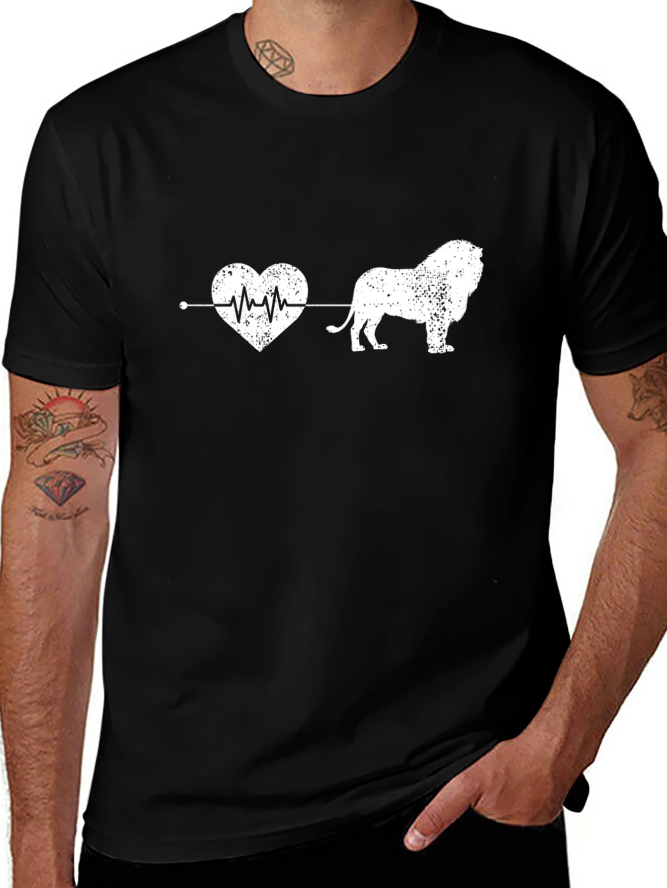 Variant 13 of Lion Heartbeat Graphic Print T-Shirt - Black