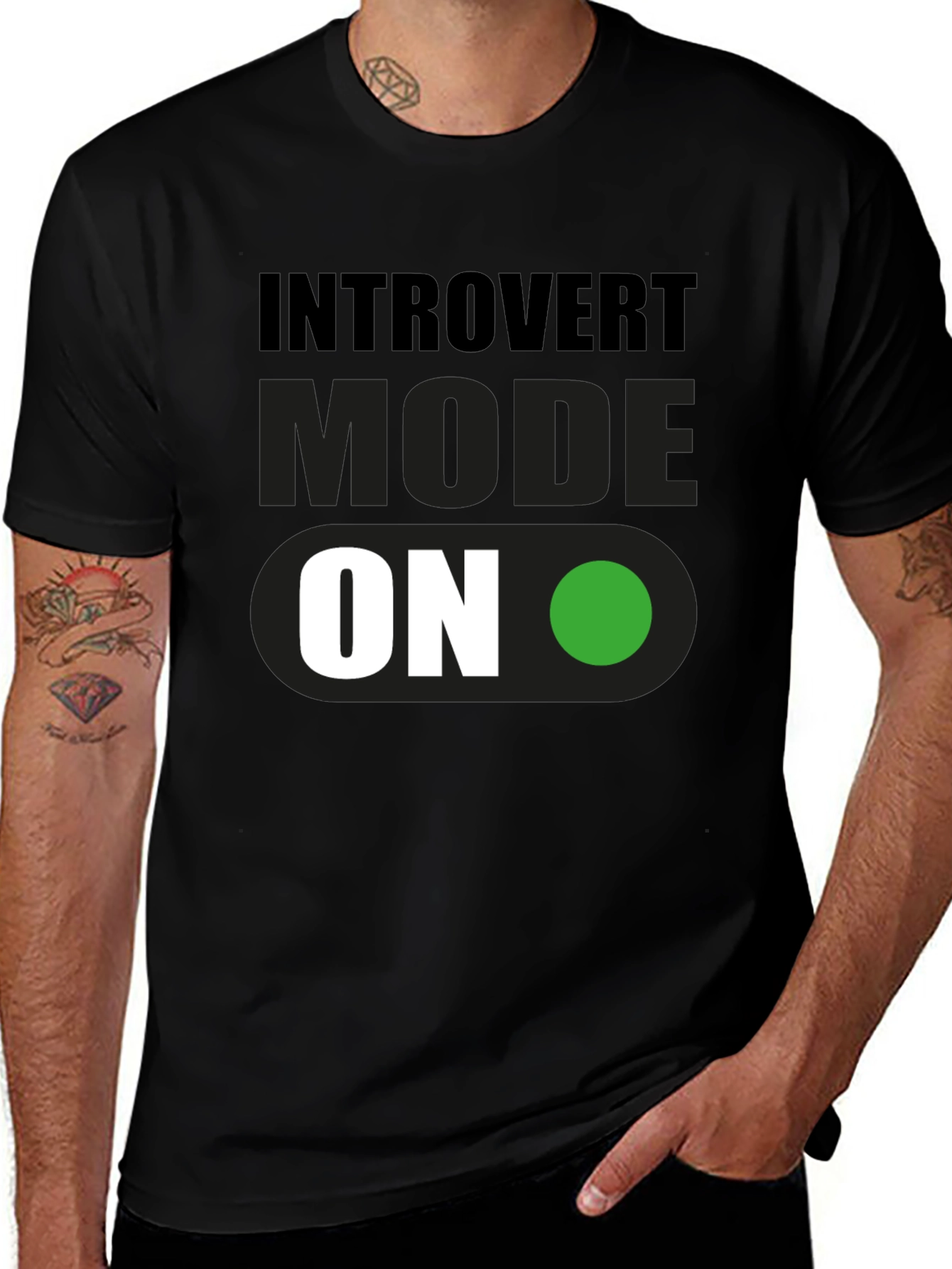 Variant 4 of Introvert Mode ON Black T-Shirt