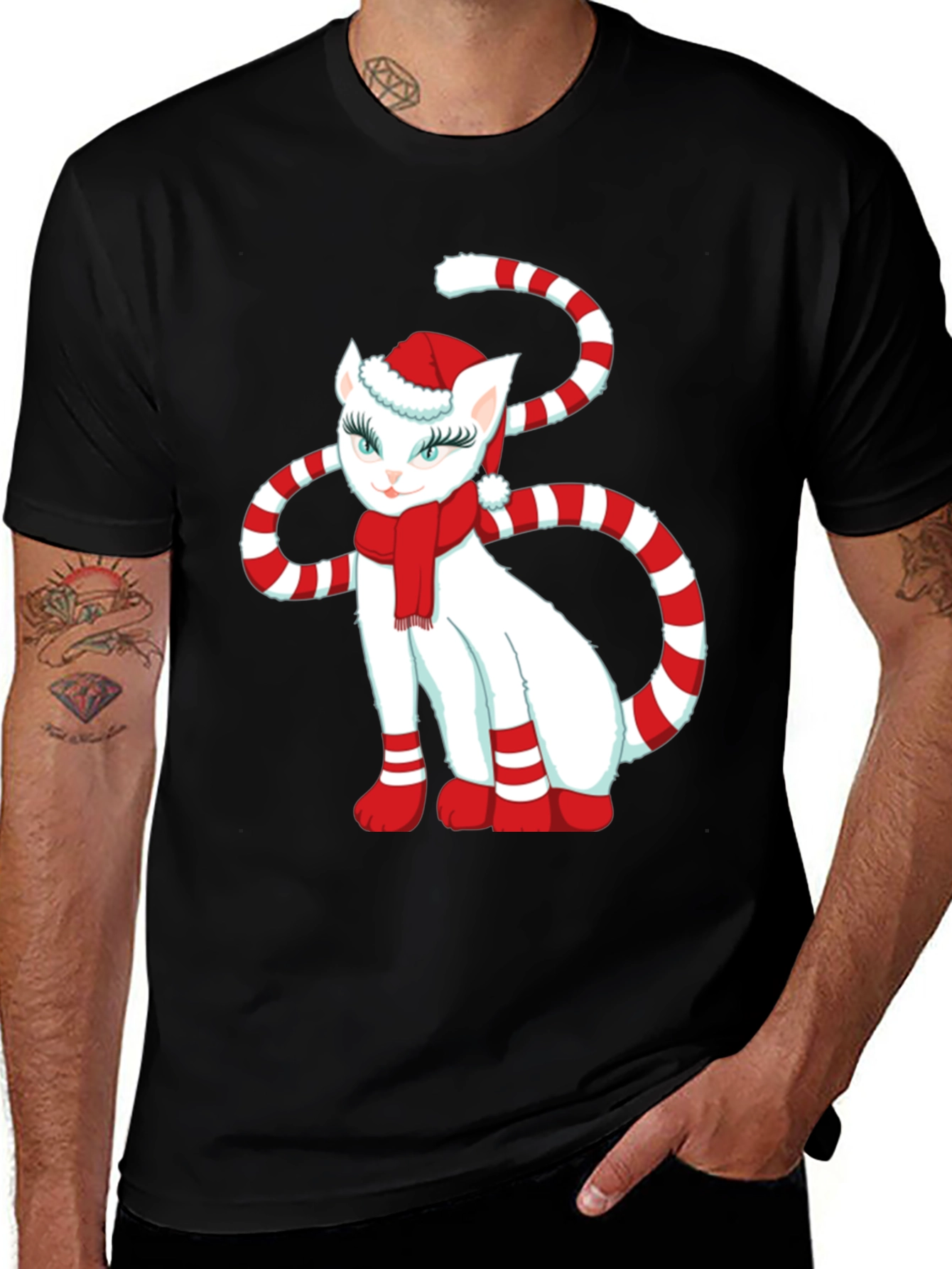 Variant 3 of Festive Cat Graphic Tee: Holiday Cheer!