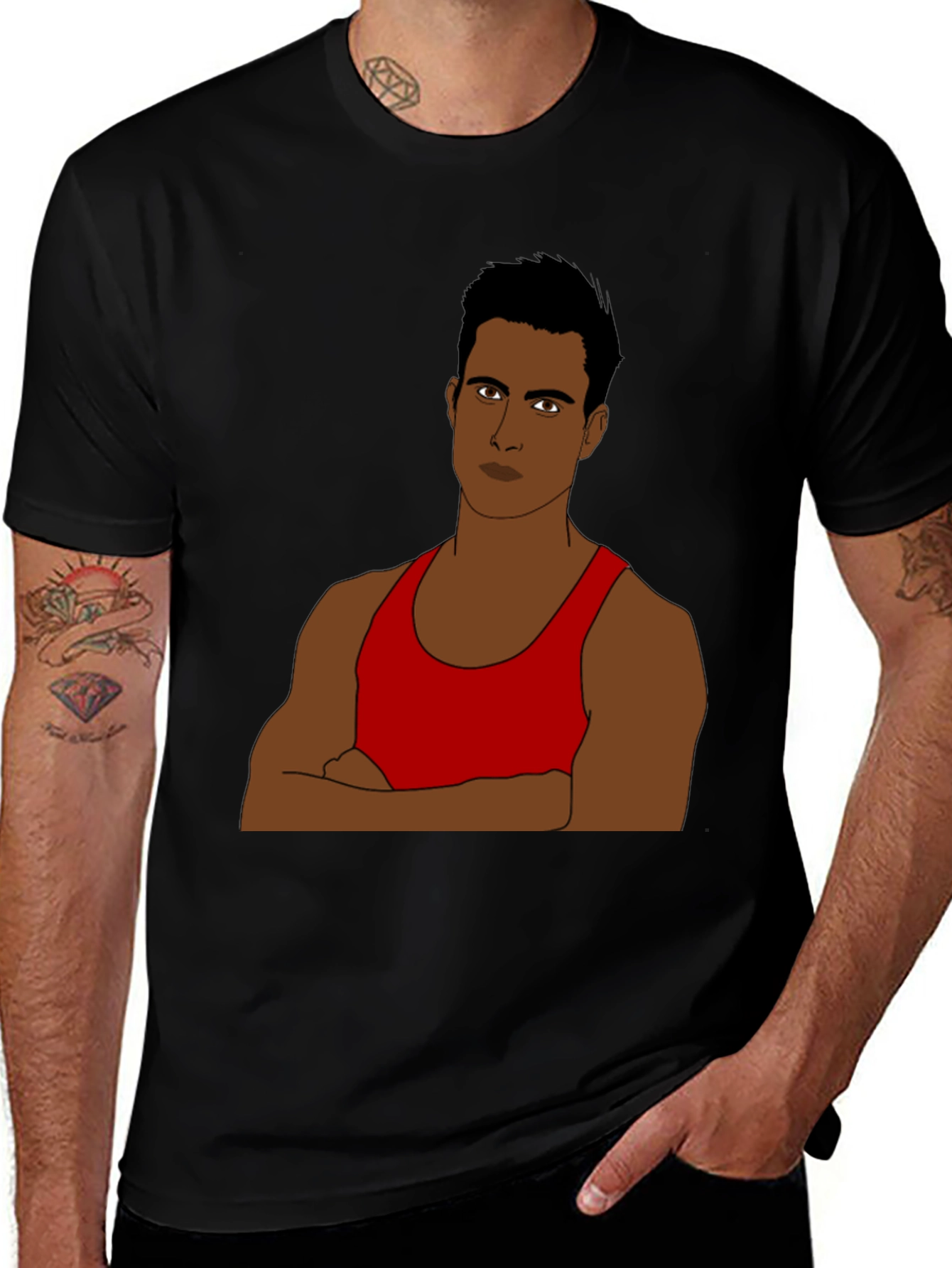 Variant 9 of Men's Graphic Tee - Stylish Animated Man Design