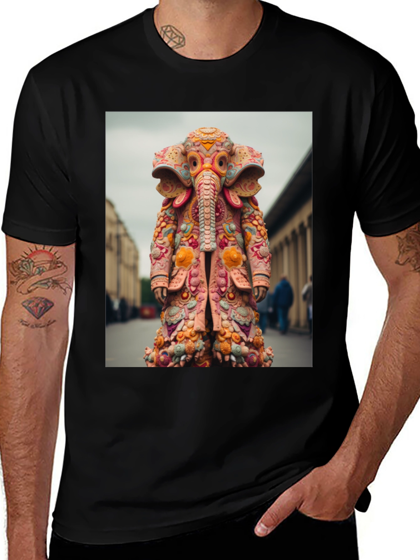 Variant 21 of Elephant Art T-Shirt - Quirky Animal Design