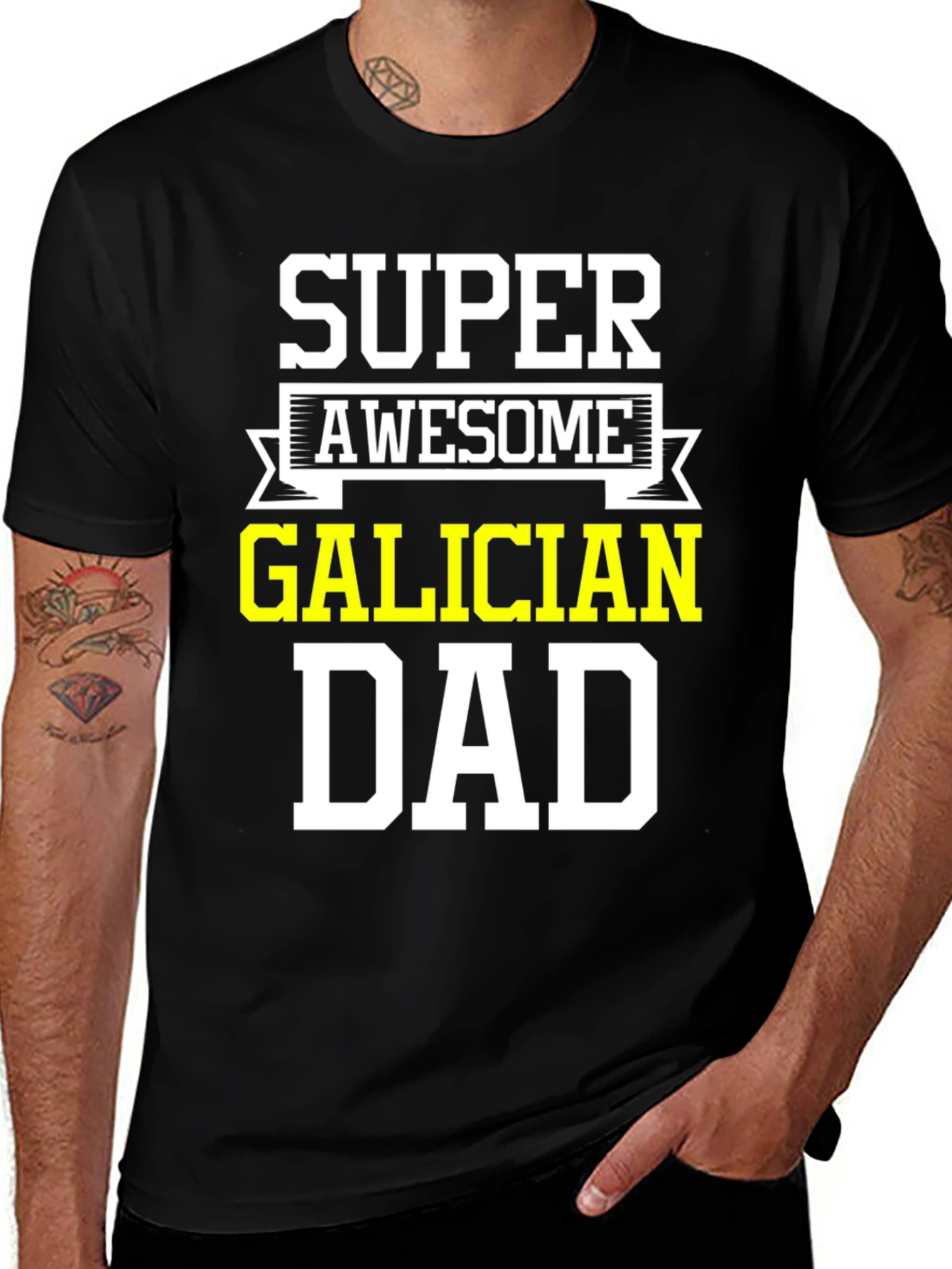 Super Awesome Galician Dad Black T-Shirt