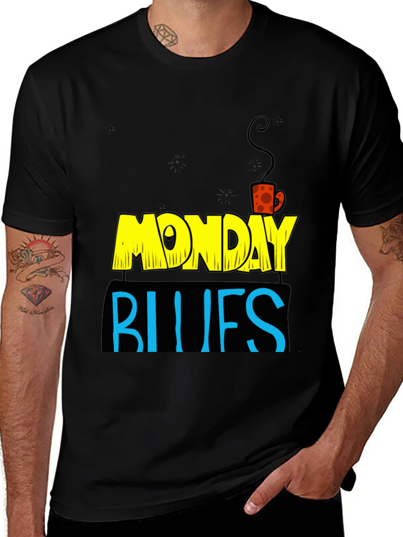 Variant 24 of Monday Blues Graphic Tee - Black Cotton Comfort