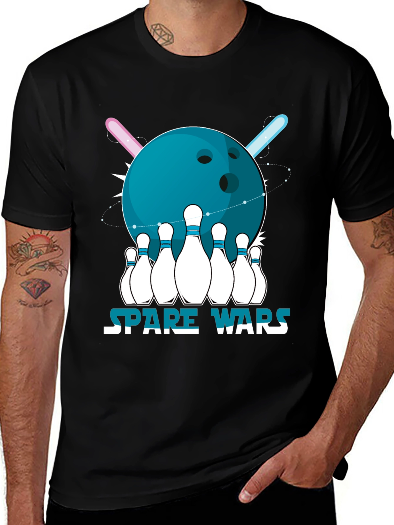Variant 23 of Spare Wars T-Shirt - Bowling & Sci-Fi Fun