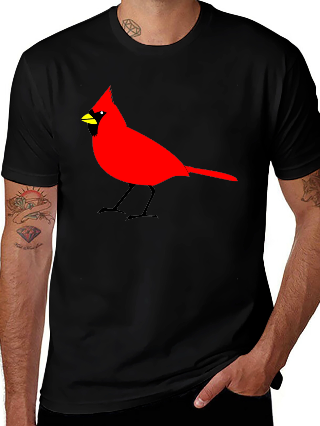 Variant 16 of Cardinal Bird Graphic Tee - Mens Black T-Shirt