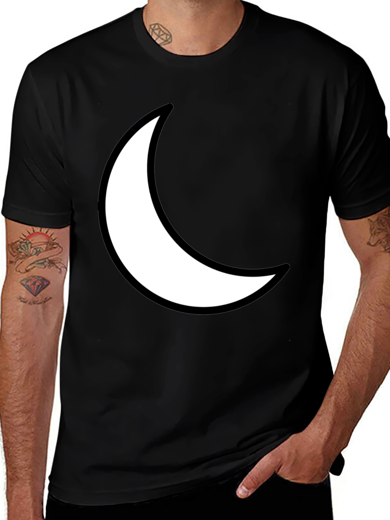 Variant 23 of Crescent Moon Graphic Tee - Black Cotton T-Shirt