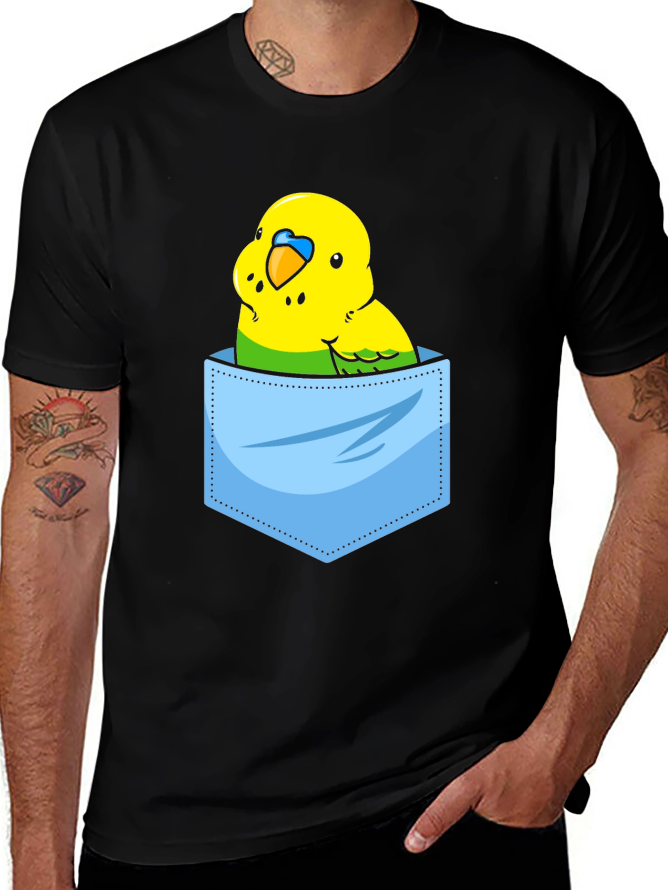 Variant 5 of Parakeet Pocket T-Shirt - Cute Bird Tee