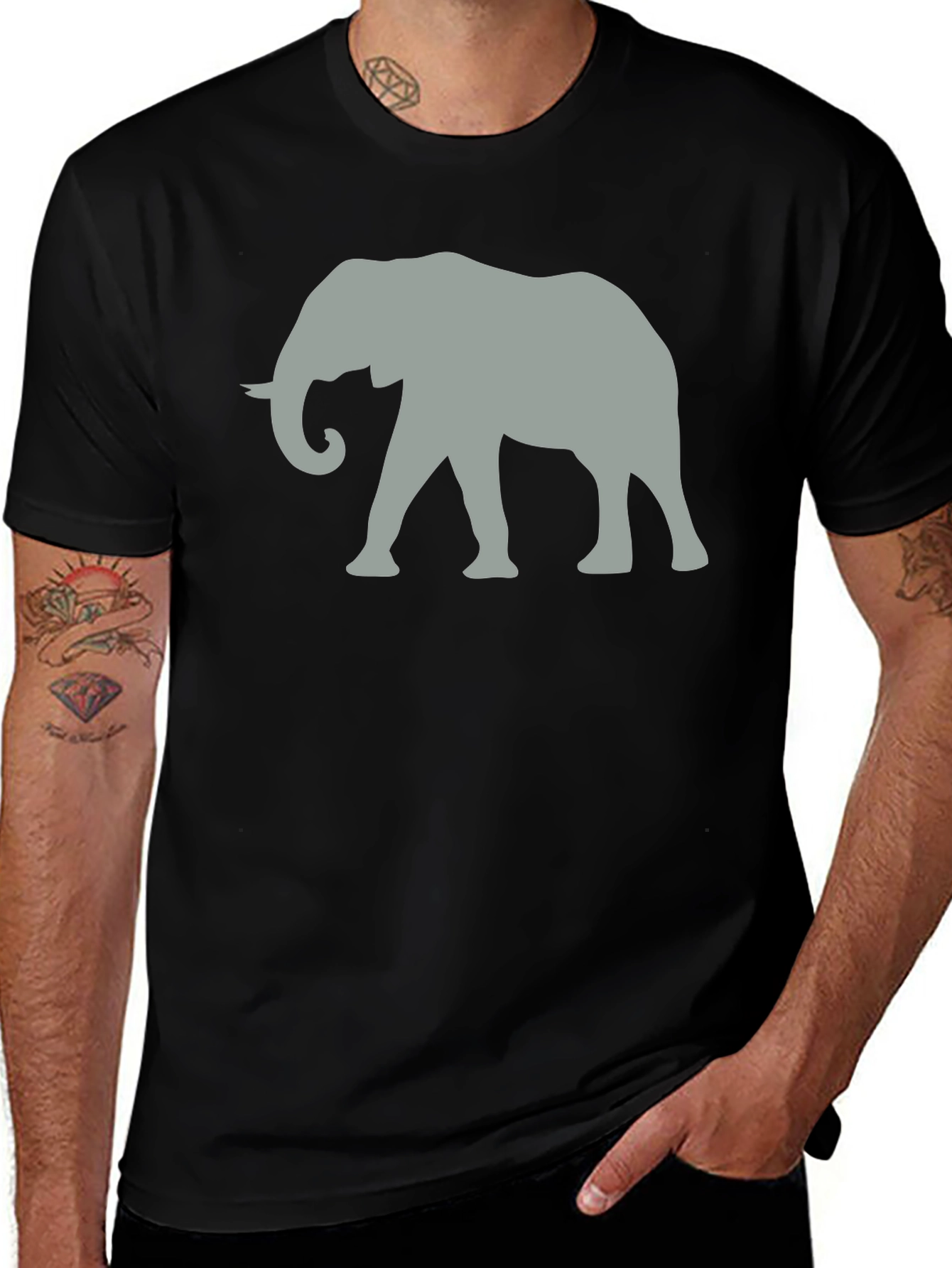 Variant 27 of Elephant Graphic Tee - Black Cotton T-Shirt