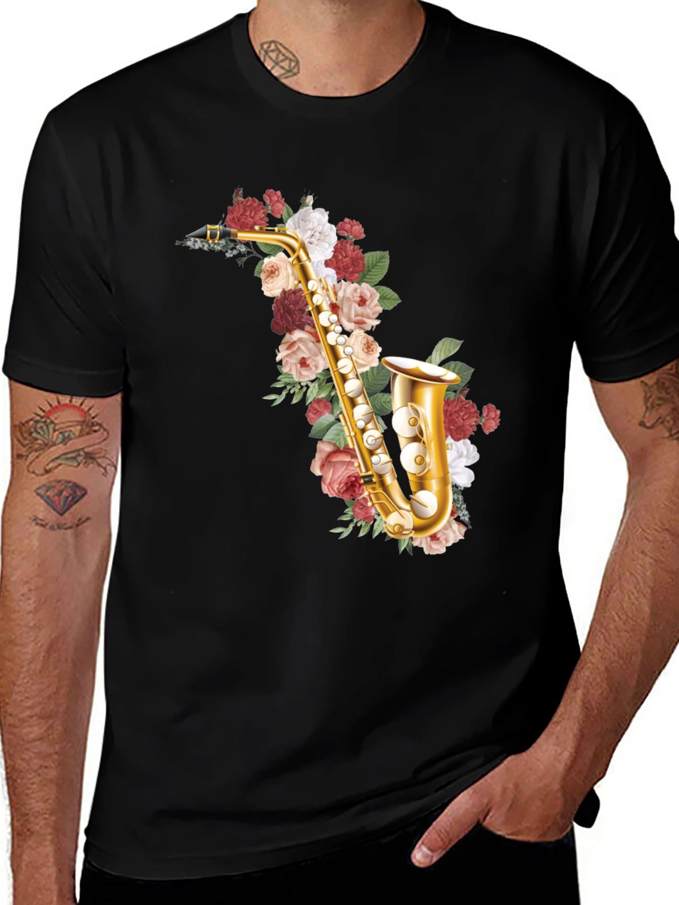 Variant 21 of Floral Saxophone Graphic Tee