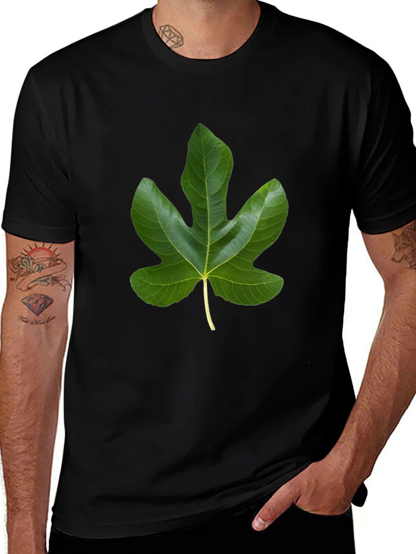 Variant 10 of Leaf Design Black T-Shirt