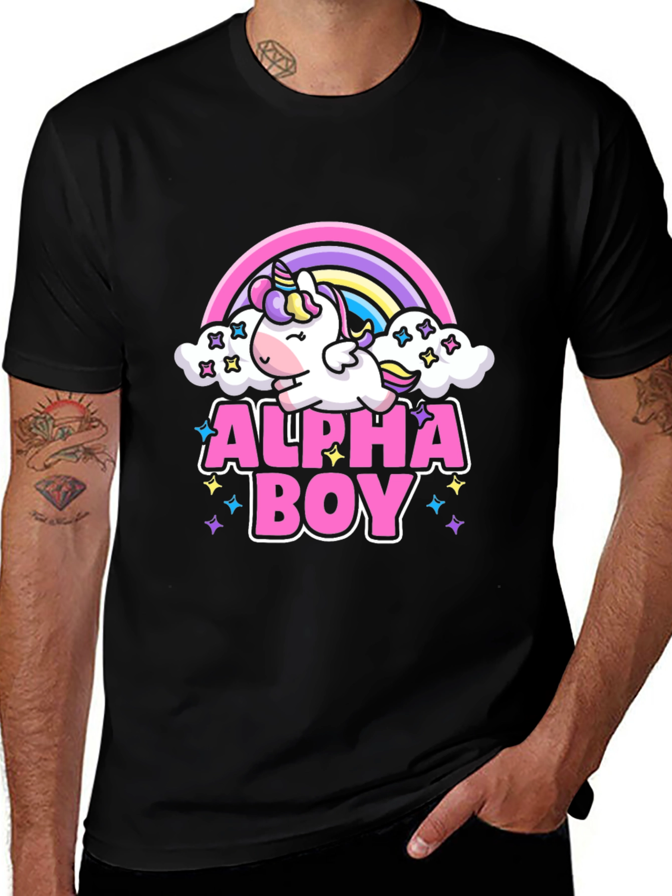 Variant 17 of Alpha Boy Unicorn Rainbow T-Shirt