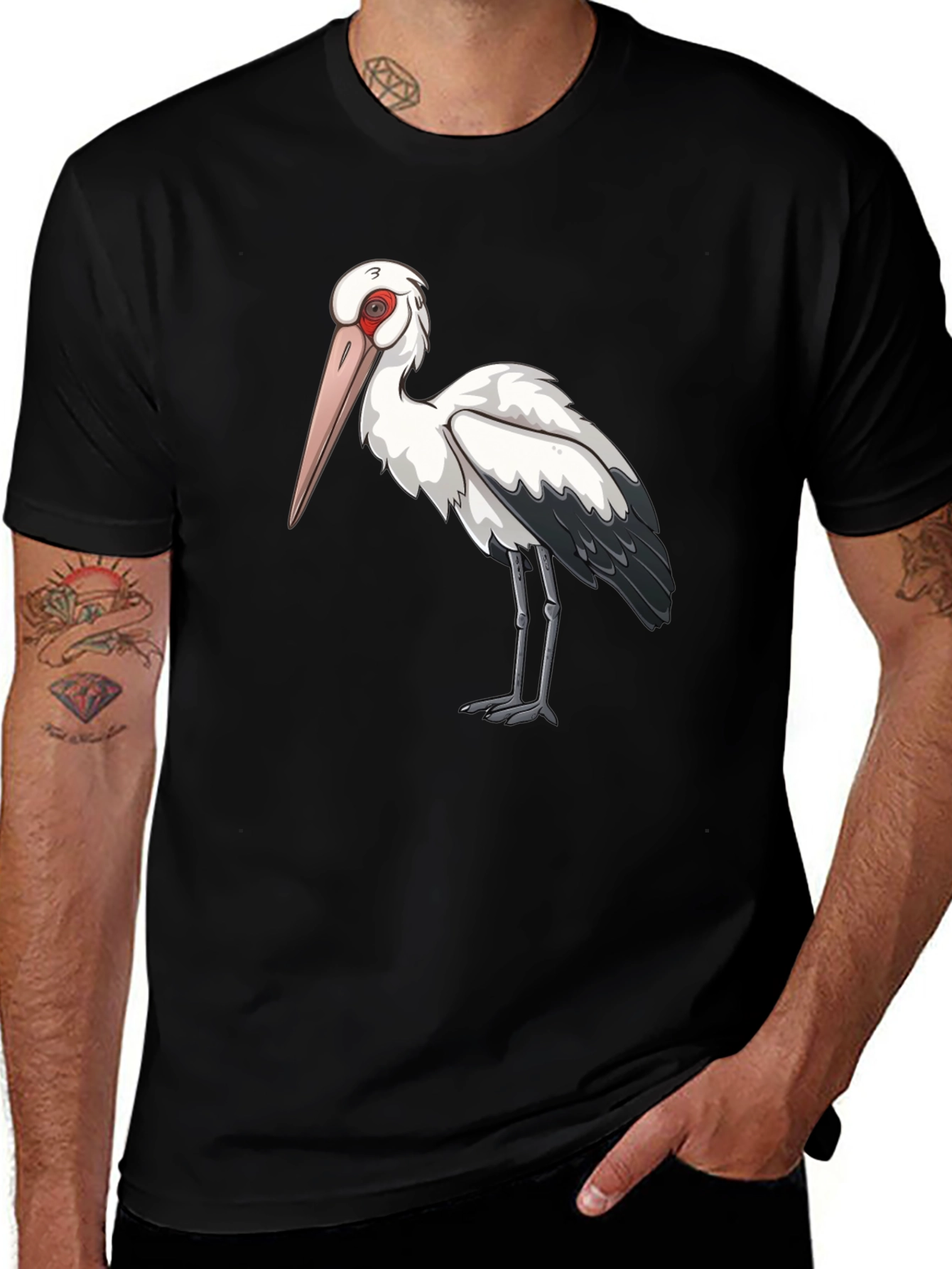 Variant 14 of Stork Graphic Tee - Cool Bird Lover Shirt