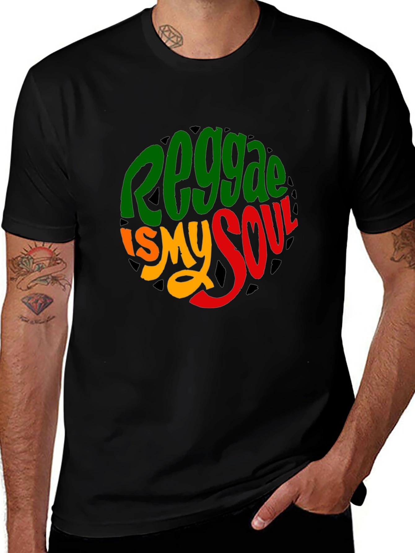 Variant 18 of Reggae Is My Soul T-Shirt - Rasta Colors