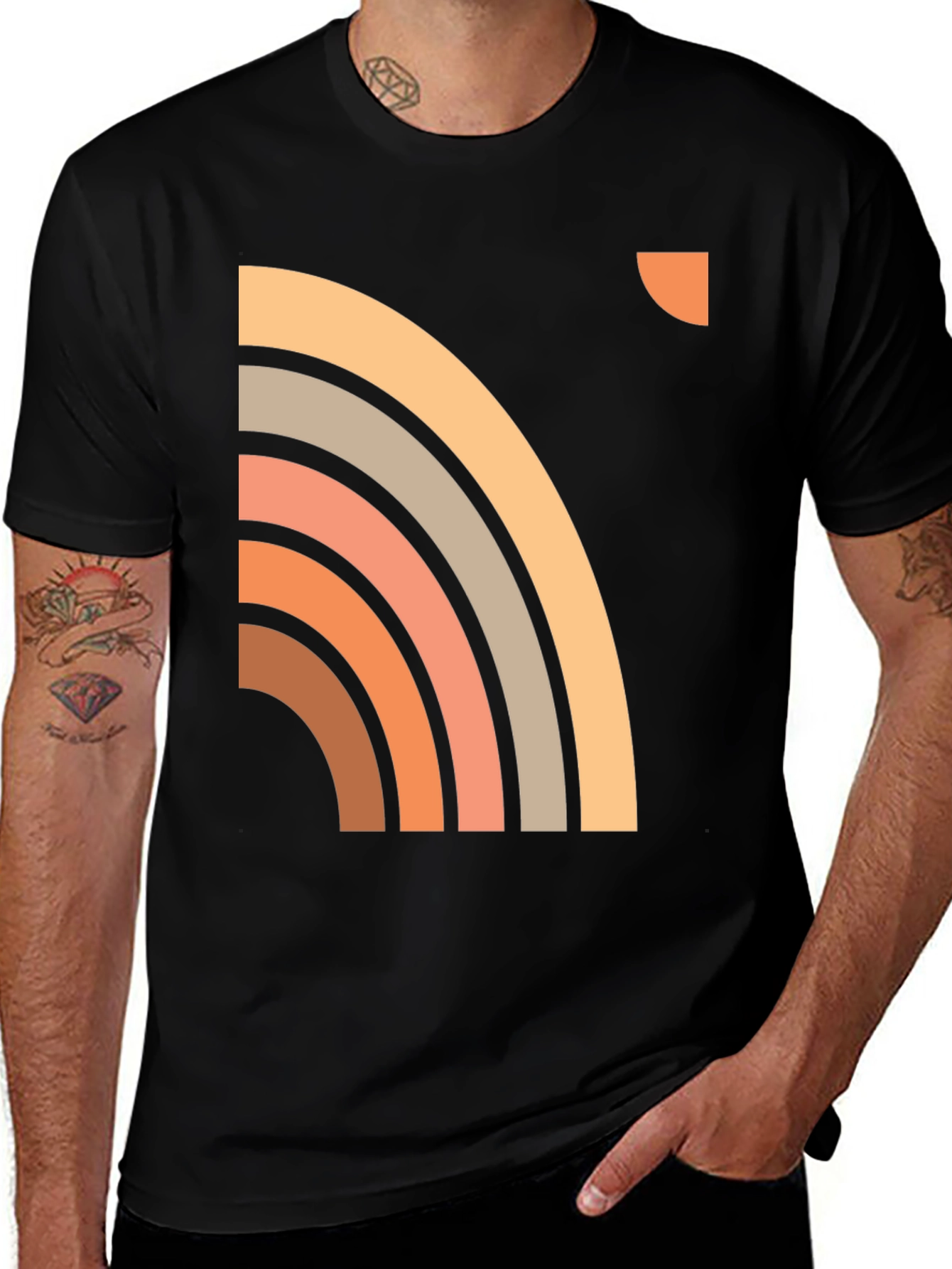 Variant 5 of Retro Rainbow Graphic Tee - Stylish Casual Wear