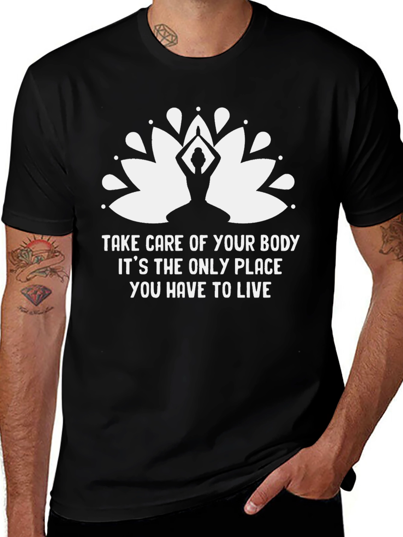 Variant 8 of Yoga Body Positive Graphic Tee - Black