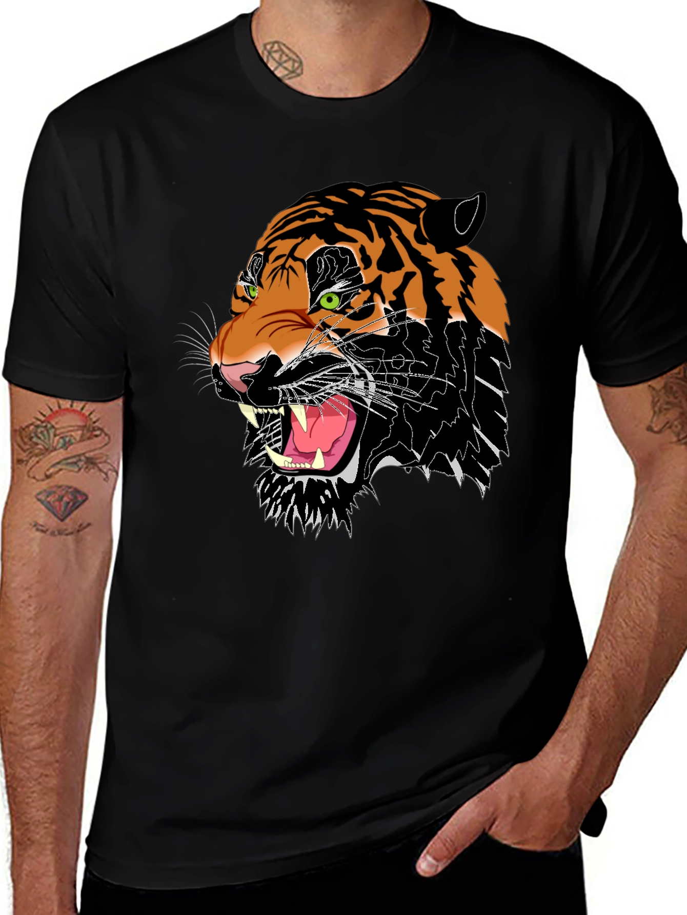 Variant 14 of Tiger Graphic Tee - Black