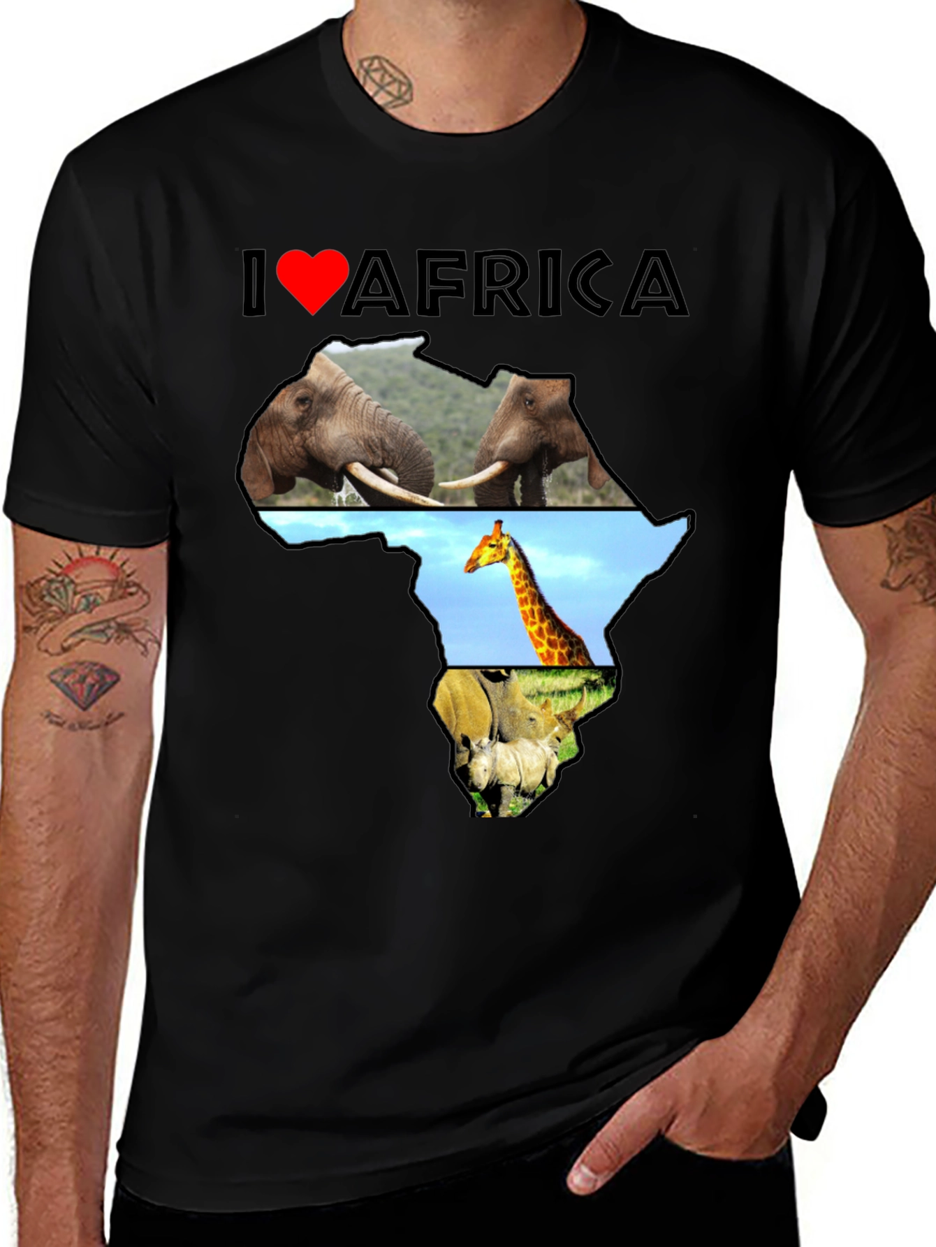 I Love Africa T-Shirt - Animal Silhouette Design